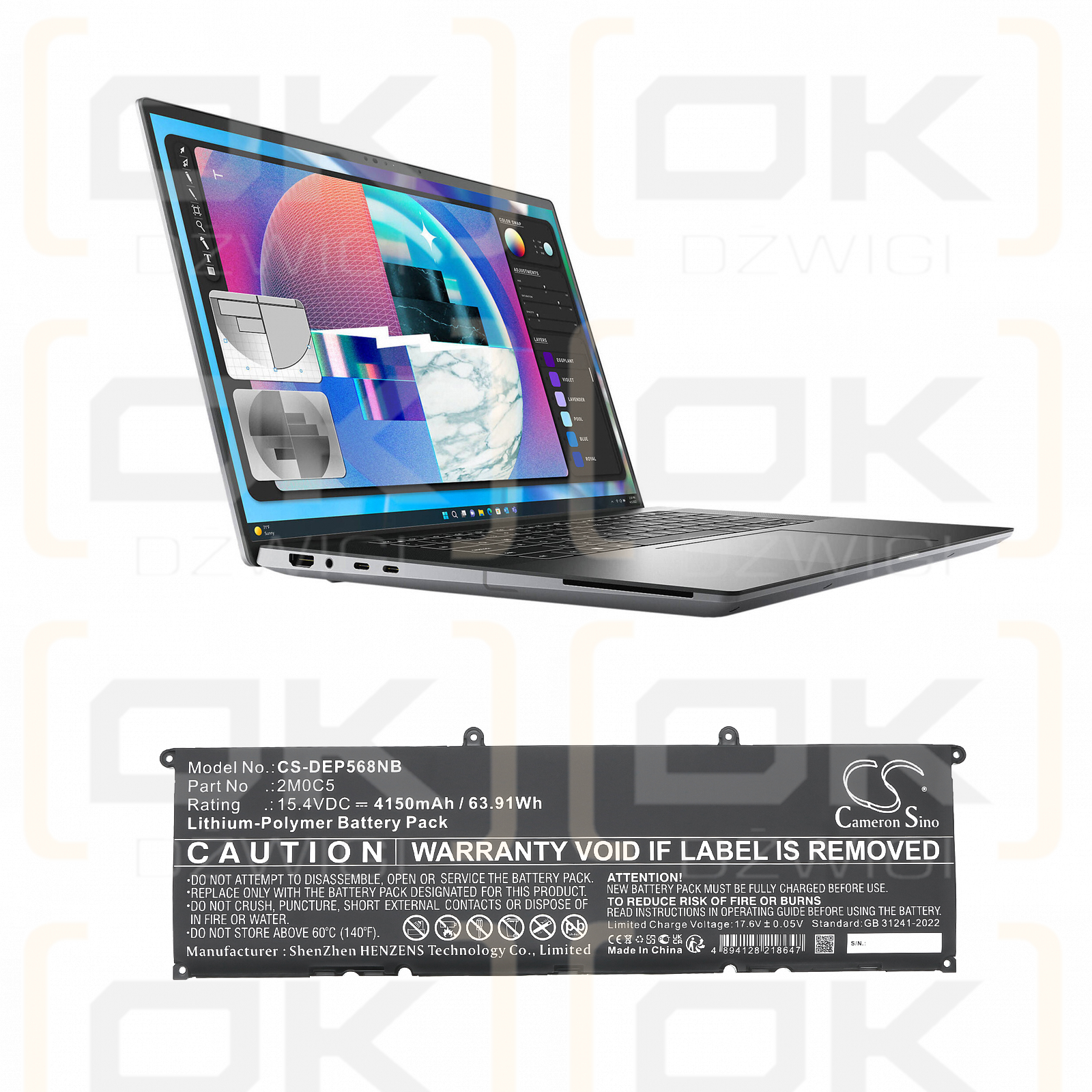 DELL Precision 5680 / 2M0C5 4150 mAh Li-Polymer 15,4 V (Cameron Sino)