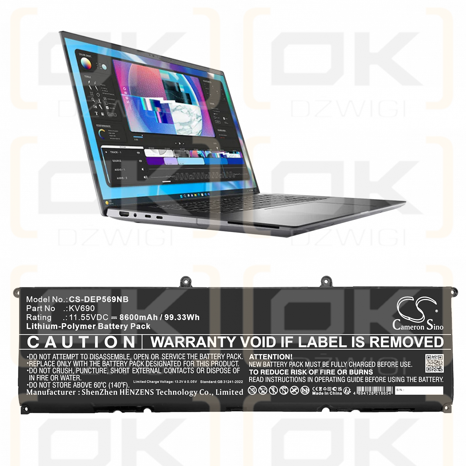 DELL Precision 5690 / 6D2HW 8600 mAh Li-Polymer 11,55 V (Cameron Sino)