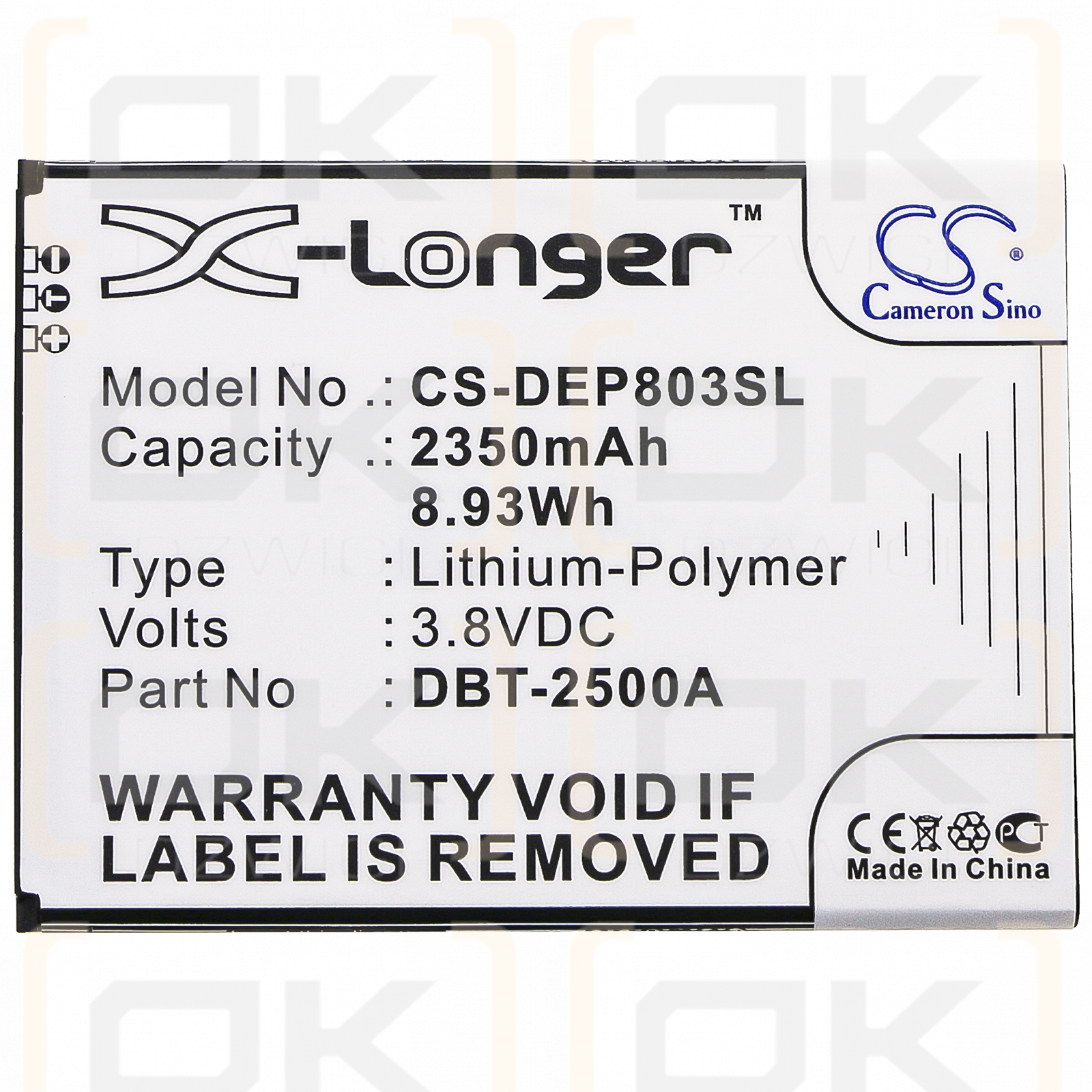 Doro DSB-0170 / DBT-2500A 2350 mAh Li-Polymer 3,8 V (Cameron Sino)