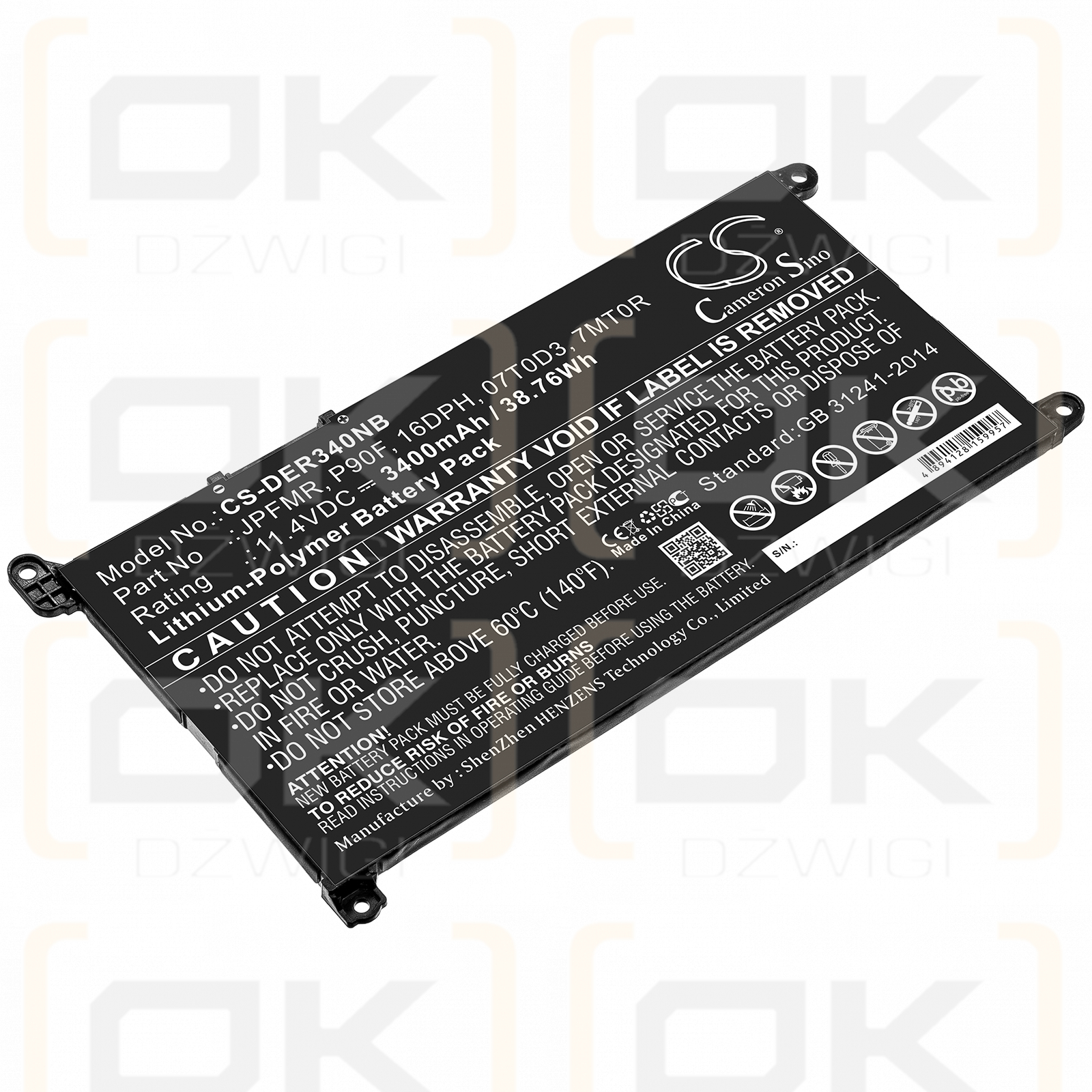 DELL Inspiron 15 3505-PXHPW / P90F 3400mAh Li-Polymer 11.4V (Cameron Sino)