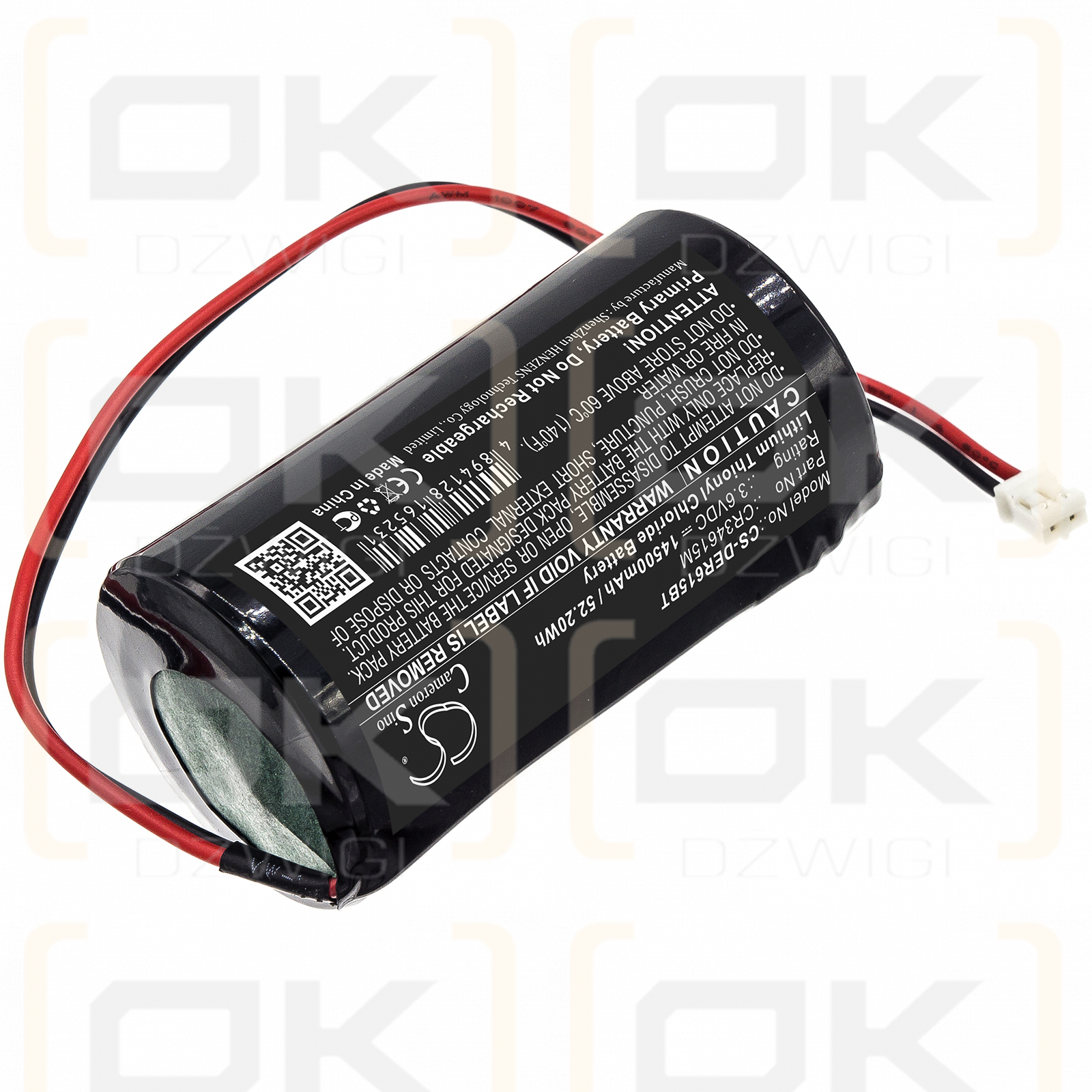 Alarma de sirena Pyronix Enforcer Deltabell / CR34615M 14500mAh Li-SOCl2 3.6V (Cameron Sino)