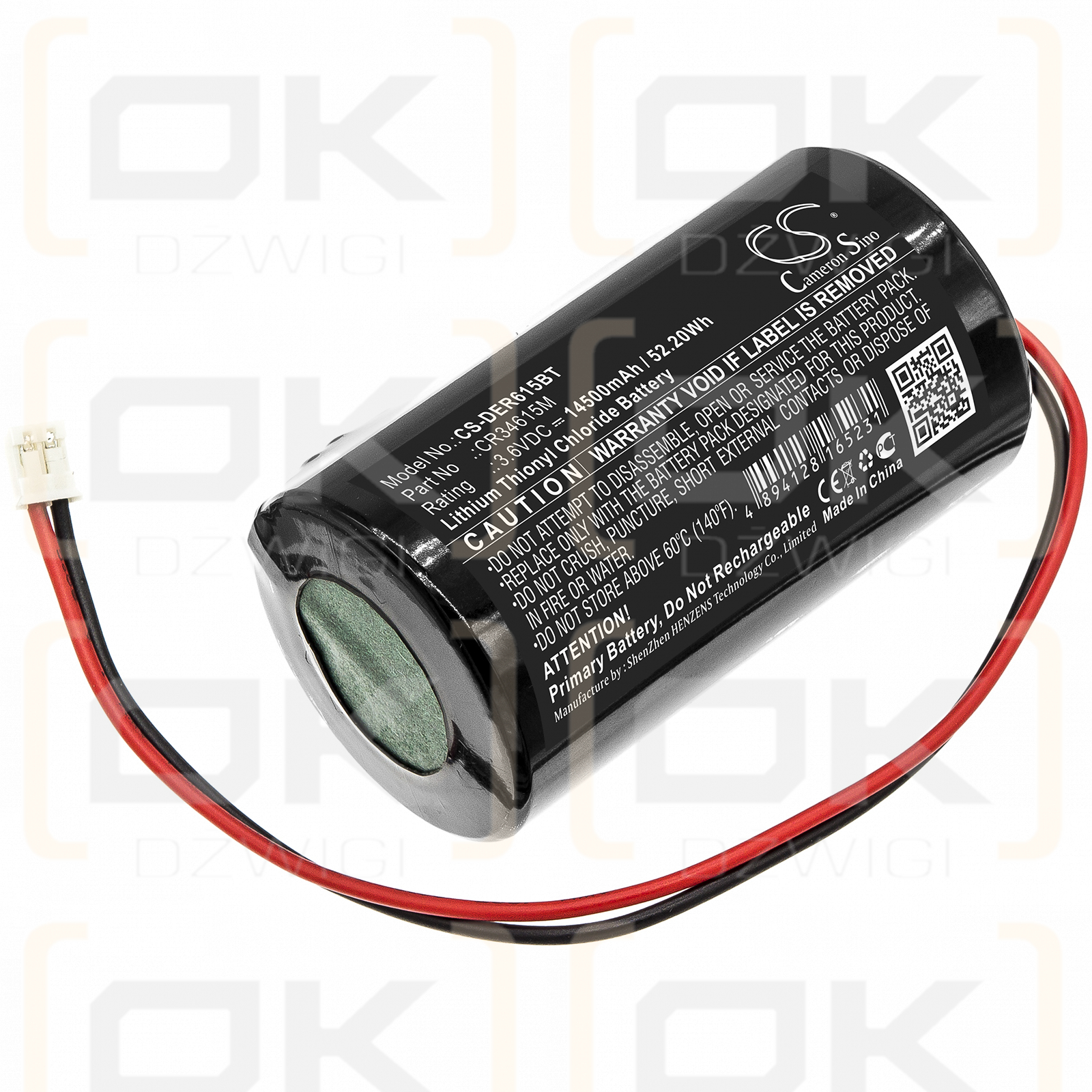 Alarma de sirena Pyronix Enforcer Deltabell / CR34615M 14500mAh Li-SOCl2 3.6V (Cameron Sino)