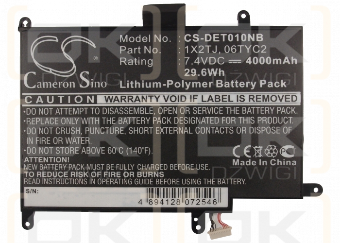 Dell Latitude ST-LST01 / 1X2TJ 4000 mAh Li-Polymer 7.4 V (Cameron Sino)