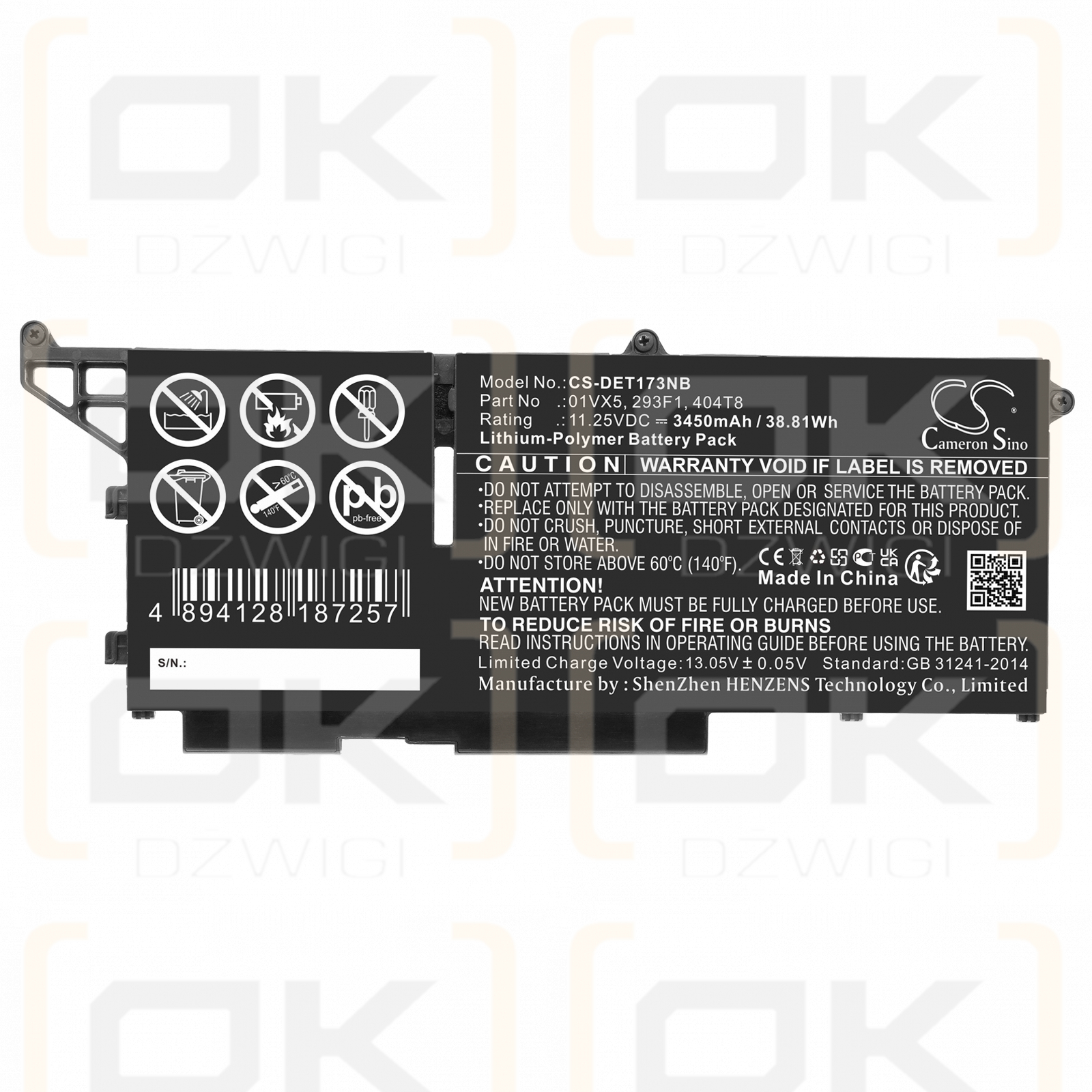 DELL Latitude 7330 Rugged Extreme / 01VX5 3450mAh Li-Polymer 11.25V (Cameron Sino)