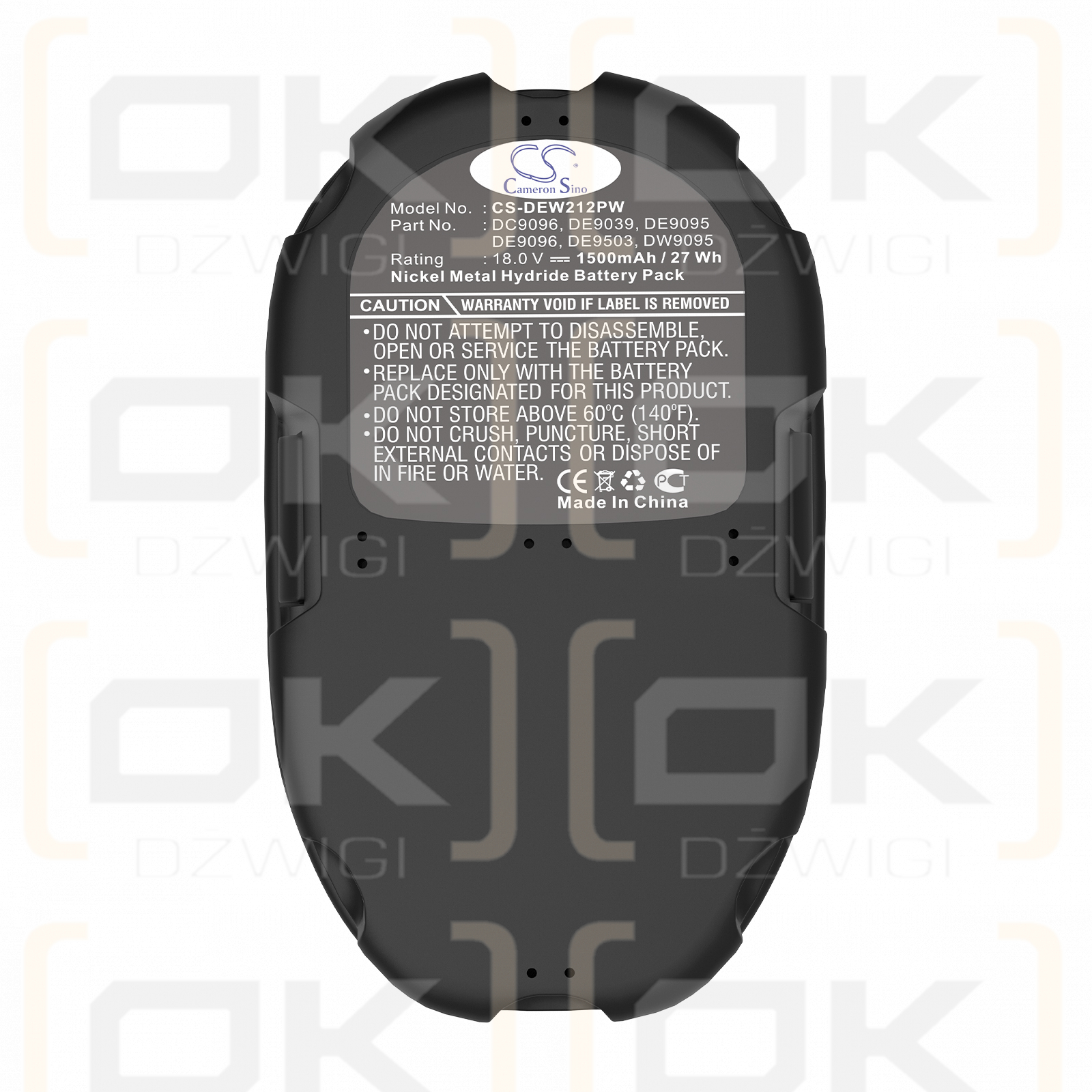 DeWalt DW999KQ / DC9096 1500mAh Ni-MH 18.0V (Cameron Sino)