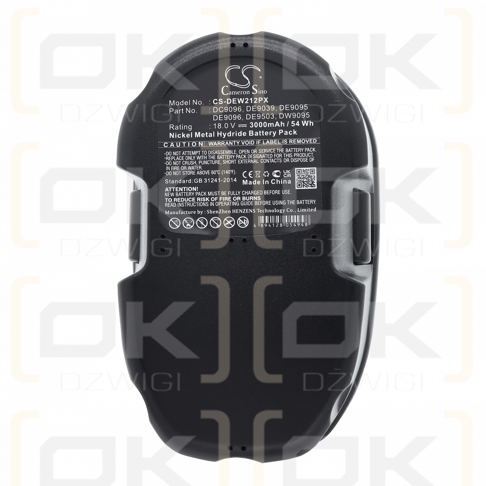 DeWalt DW999KQ / DC9096 3000 mAh Ni-MH 18 V (Cameron Sino)