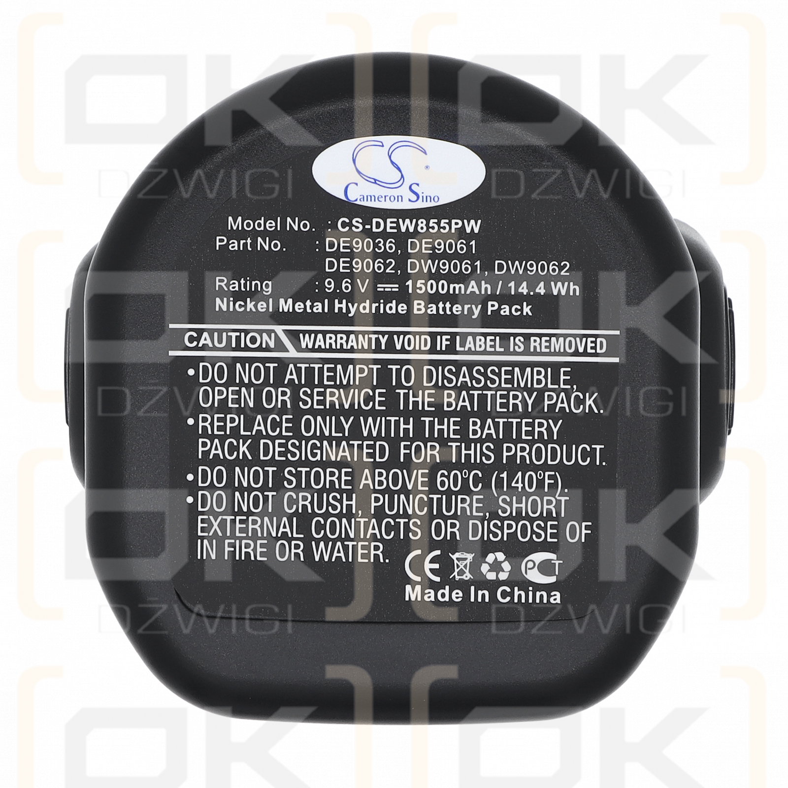 DeWalt DW999KQ / DE9036 1500 мАч Ni-MH 9,6 В (Cameron Sino)