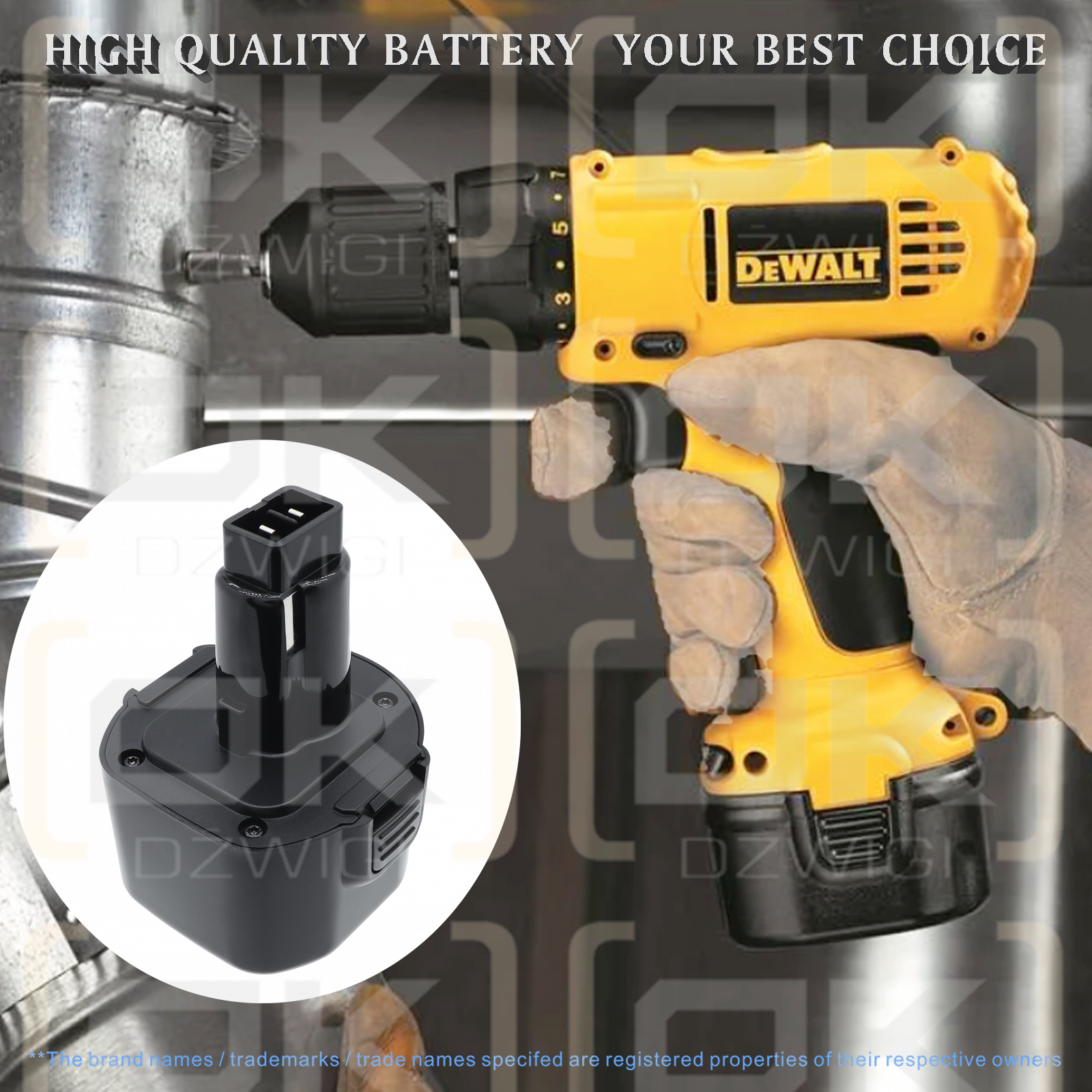 DeWalt DW999KQ / DE9036 1500 мАч Ni-MH 9,6 В (Cameron Sino)