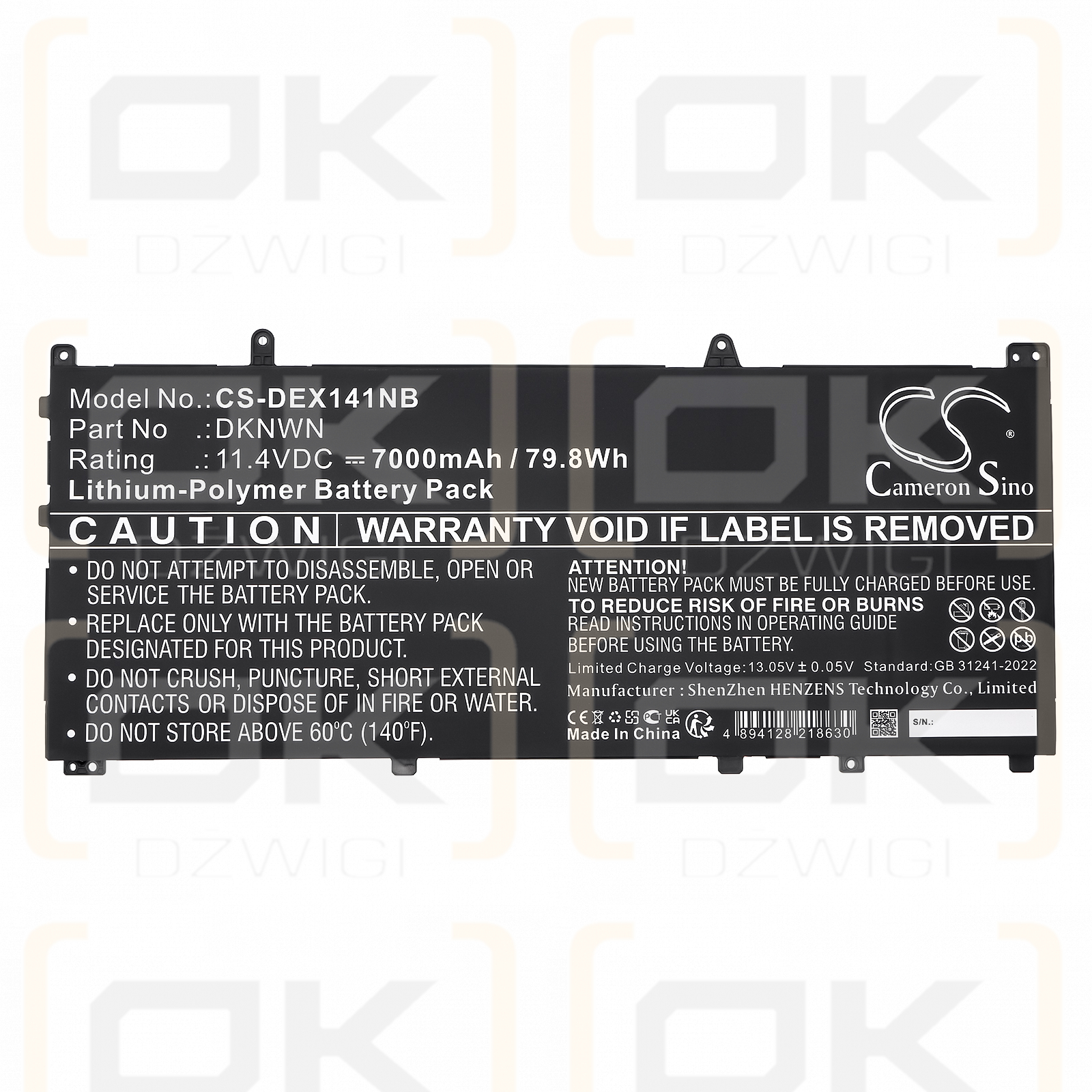 DELL Alienware X14 R2 / 0DKNWN 7000 mAh Li-Polymer 11,4 V (Cameron Sino)