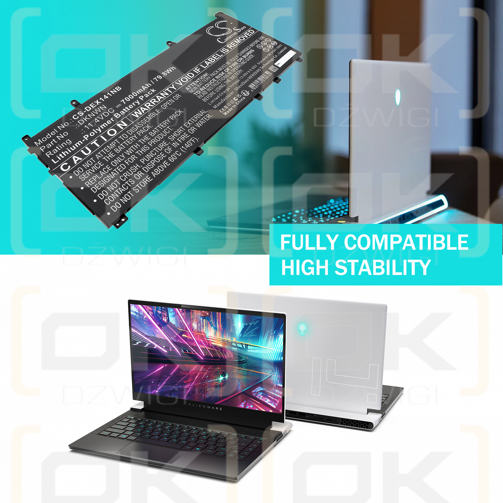 DELL Alienware X14 R2 / 0DKNWN 7000 mAh Li-Polymer 11,4 V (Cameron Sino)