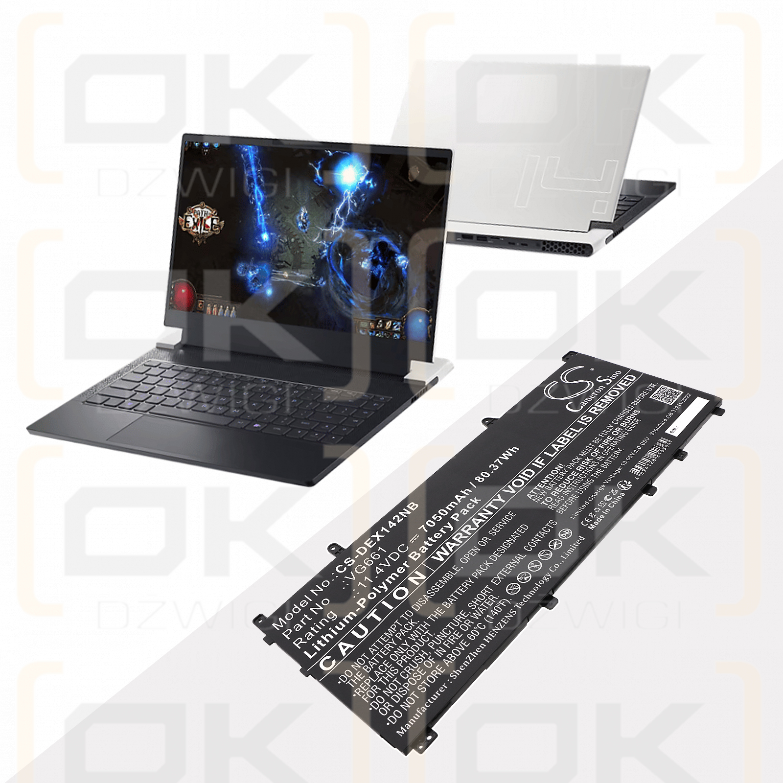 DELL Alienware X14 R2 / V4N84 7050 mAh Li-Polymer 11,4 V (Cameron Sino)