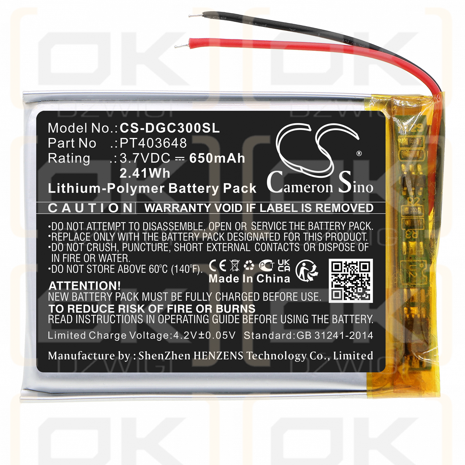 DENON AH-GC30 / PT403648 650 mAh Li-Polymer 3,7 V (Cameron Sino)