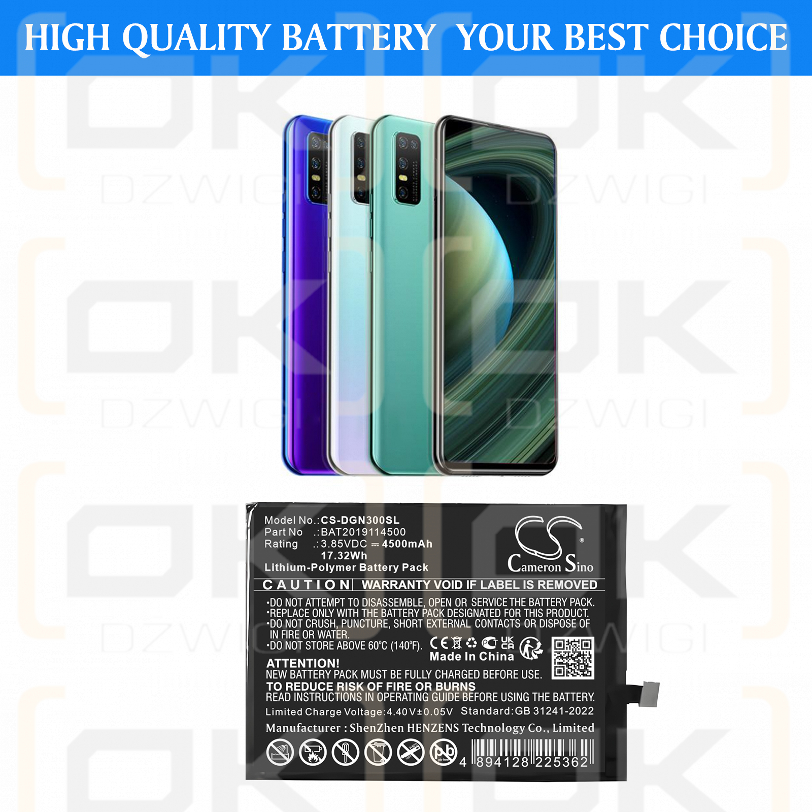 Doogee N30 / BAT2019114500 4500 mAh Li-Polymer 3.85 V (Cameron Sino)