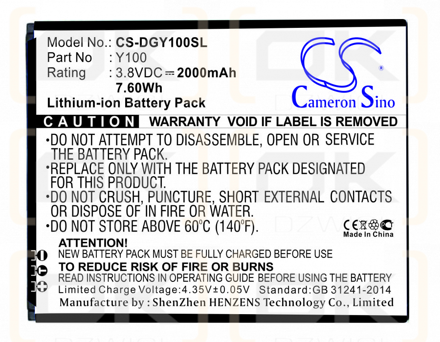 Doogee Valencia 2 / Y100 2000mAh Li-ion 3.8V (Cameron Sino)