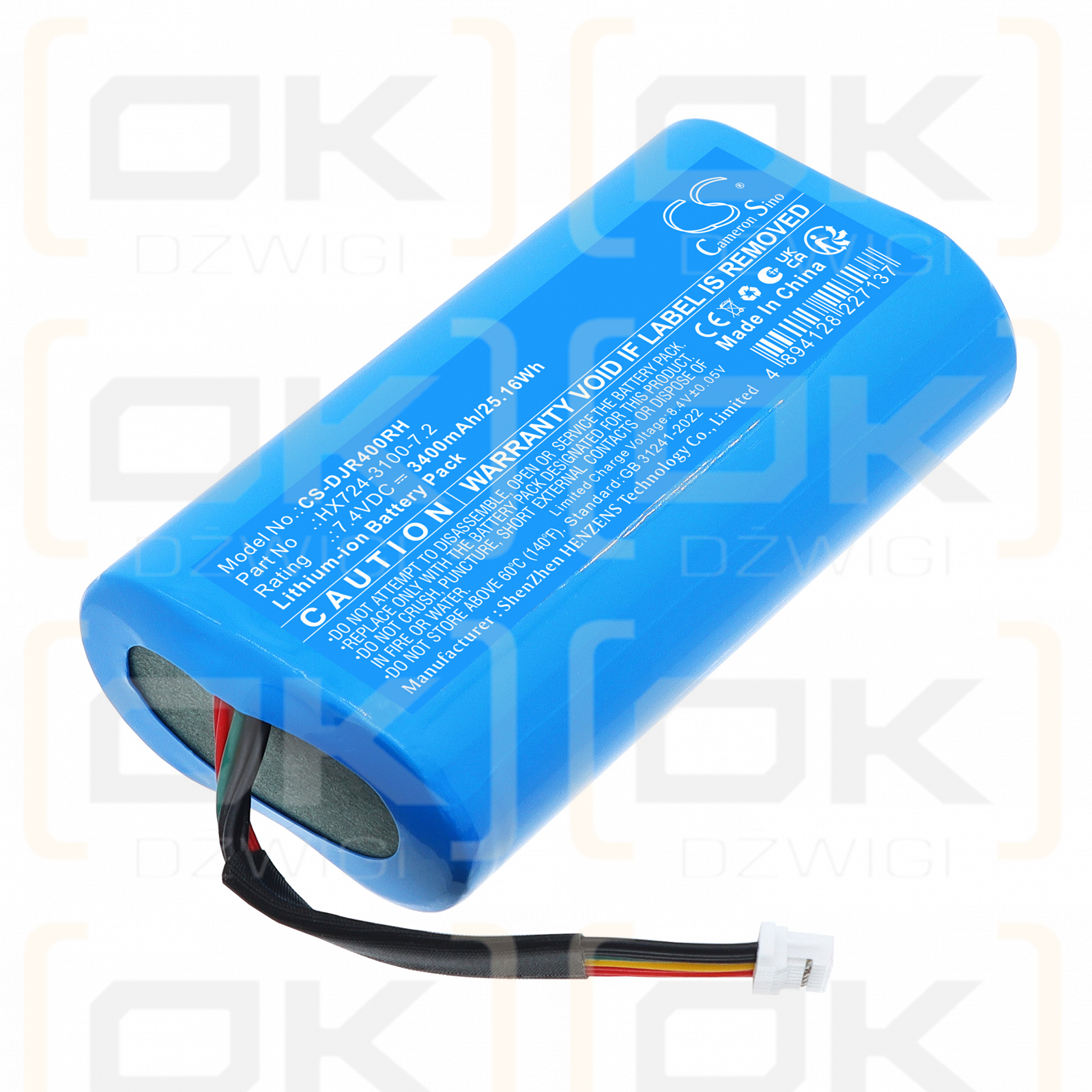 Batería de repuesto para DJI Ronin RS4 Mini / HX724-3100-7.2, 3400 mAh, iones de litio, 7,4 V (Cameron Sino)