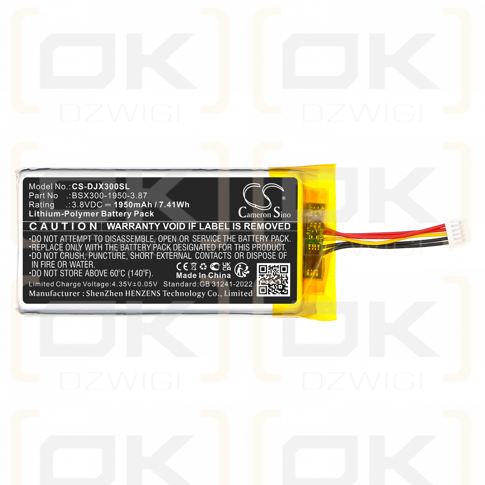 DJI MIC Mini / BSX300-1950-3.87 1950 mAh Li-Polymer 3,8 V (Cameron Sino)