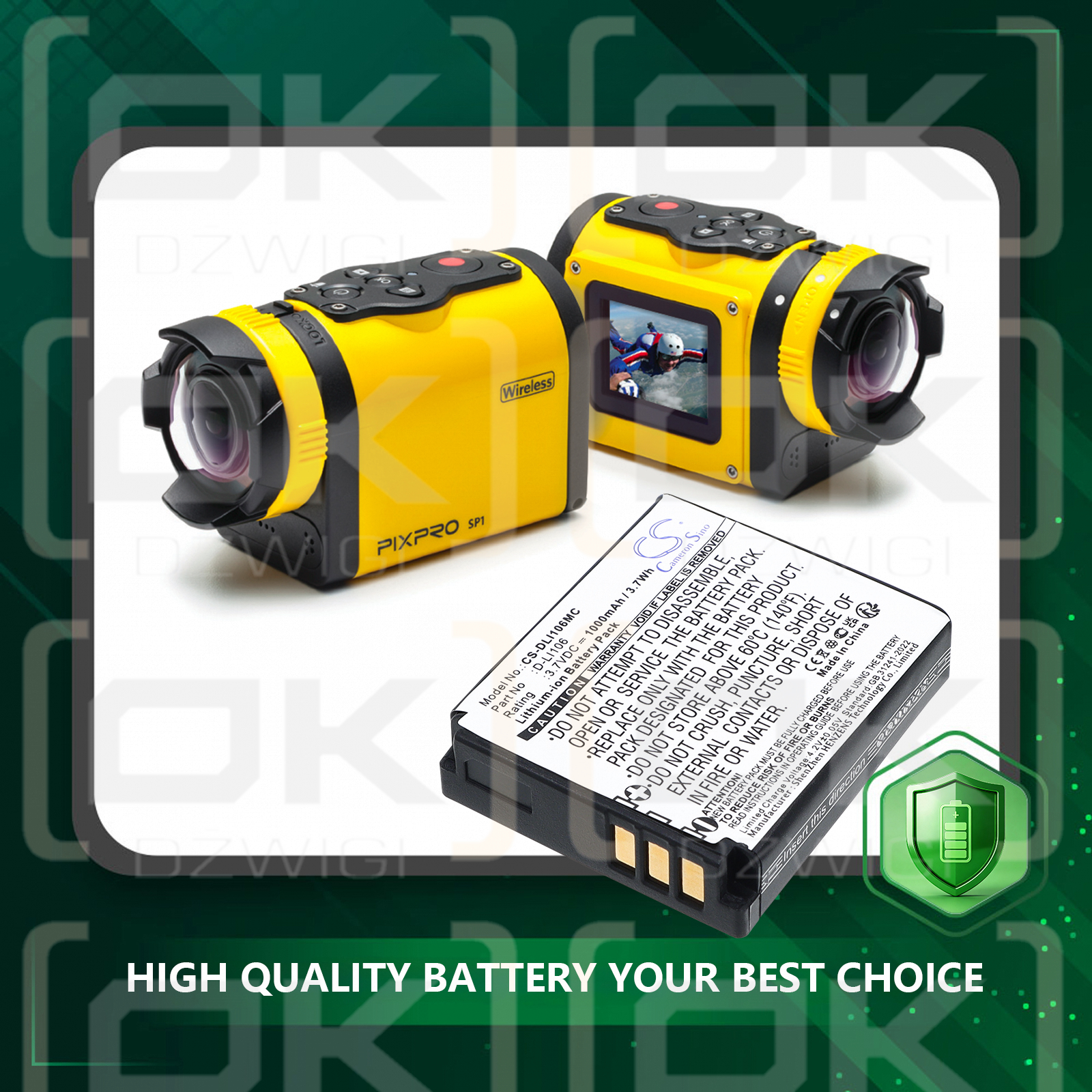 Batería de repuesto para Pentax MX-1 / D-LI106, 1000 mAh, iones de litio, 3,7 V (Cameron Sino)