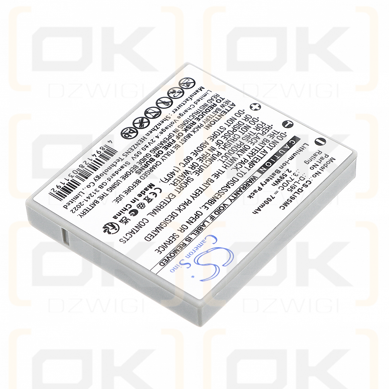 Ersatzakku für Pentax Optio E85 / D-LI95 700 mAh Li-Ion 3,7 V (Cameron Sino)