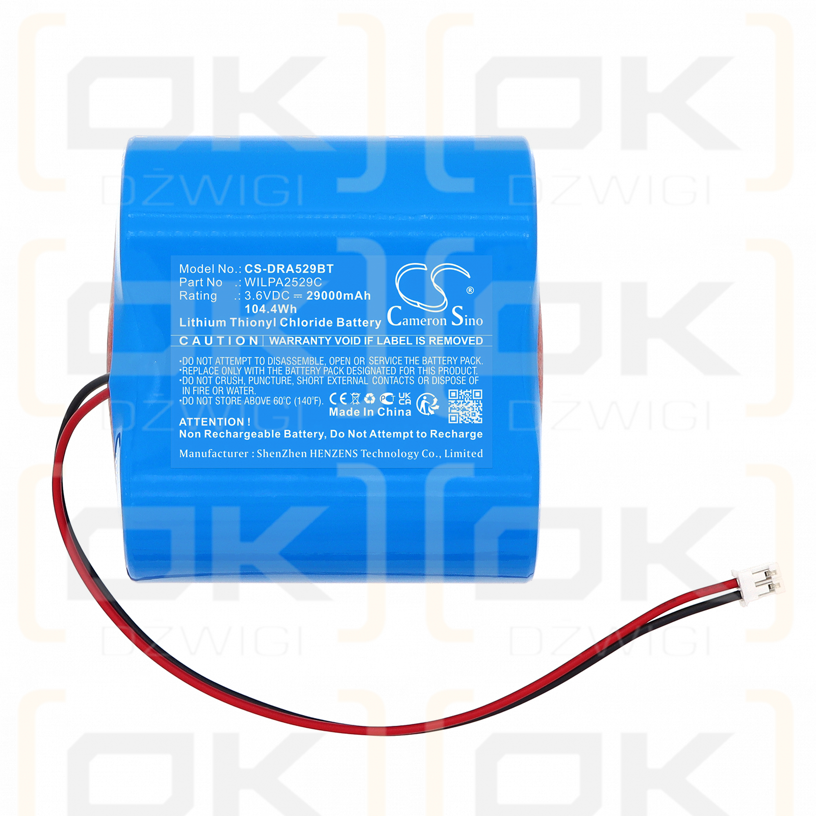 Delta Dore SEFRx / WILPA2529C 29000 mAh Li-SOCl2 3.6 V (Cameron Sino)
