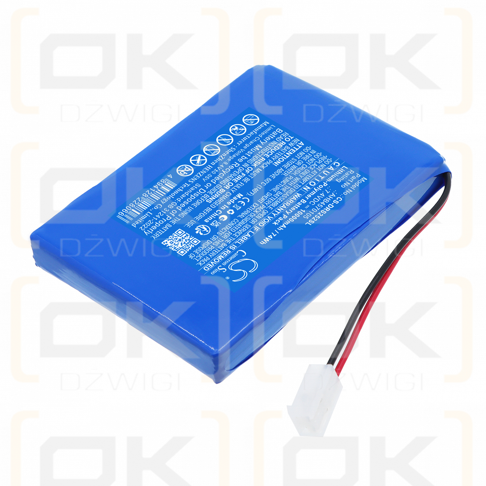 Batería de repuesto para Deviser DS2500C / AHB4570105, 10000 mAh, polímero de litio, 7,4 V (Cameron Sino)