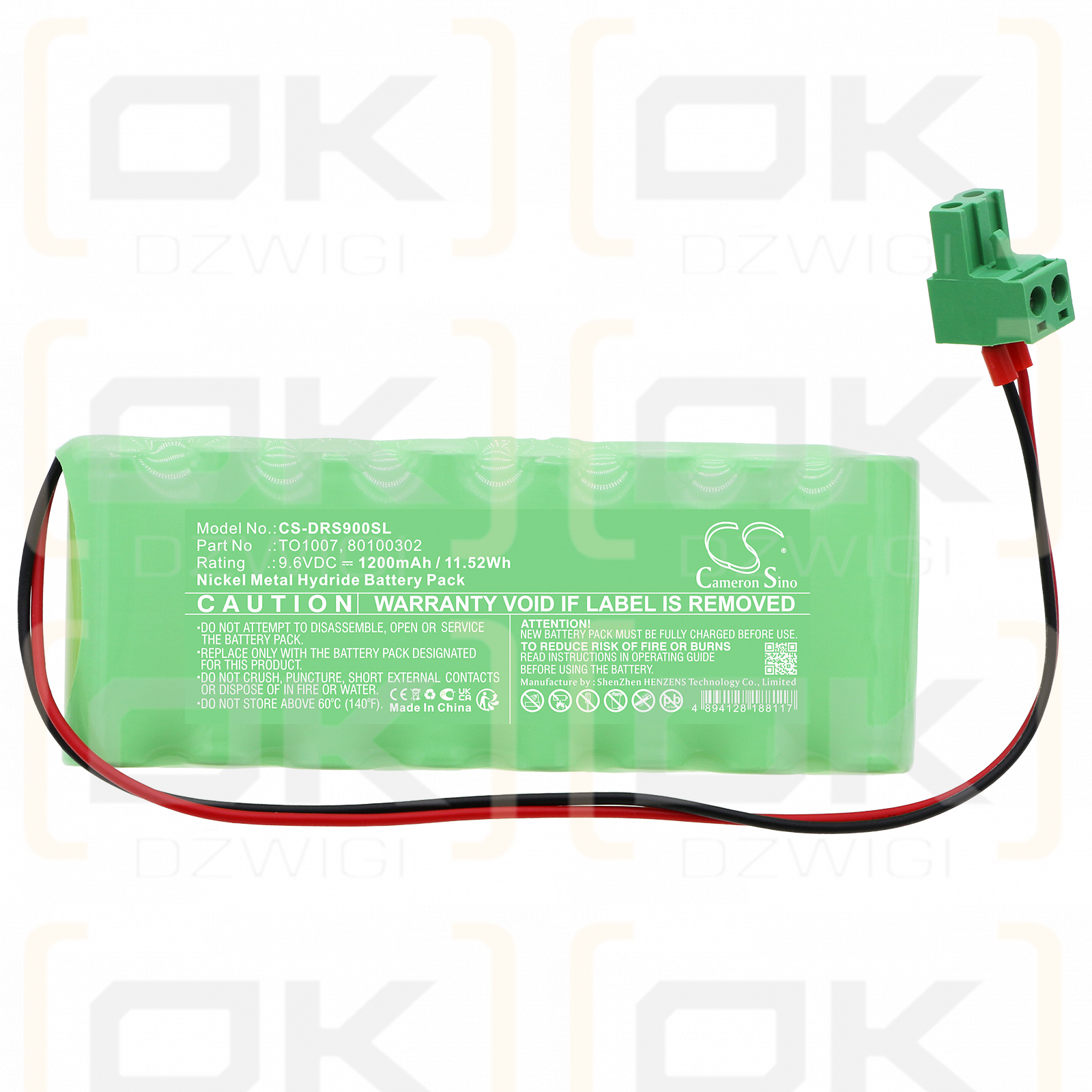 Dorma ADT007 / TO1007 1200 mAh Ni-MH 9,6 V (Cameron Sino)