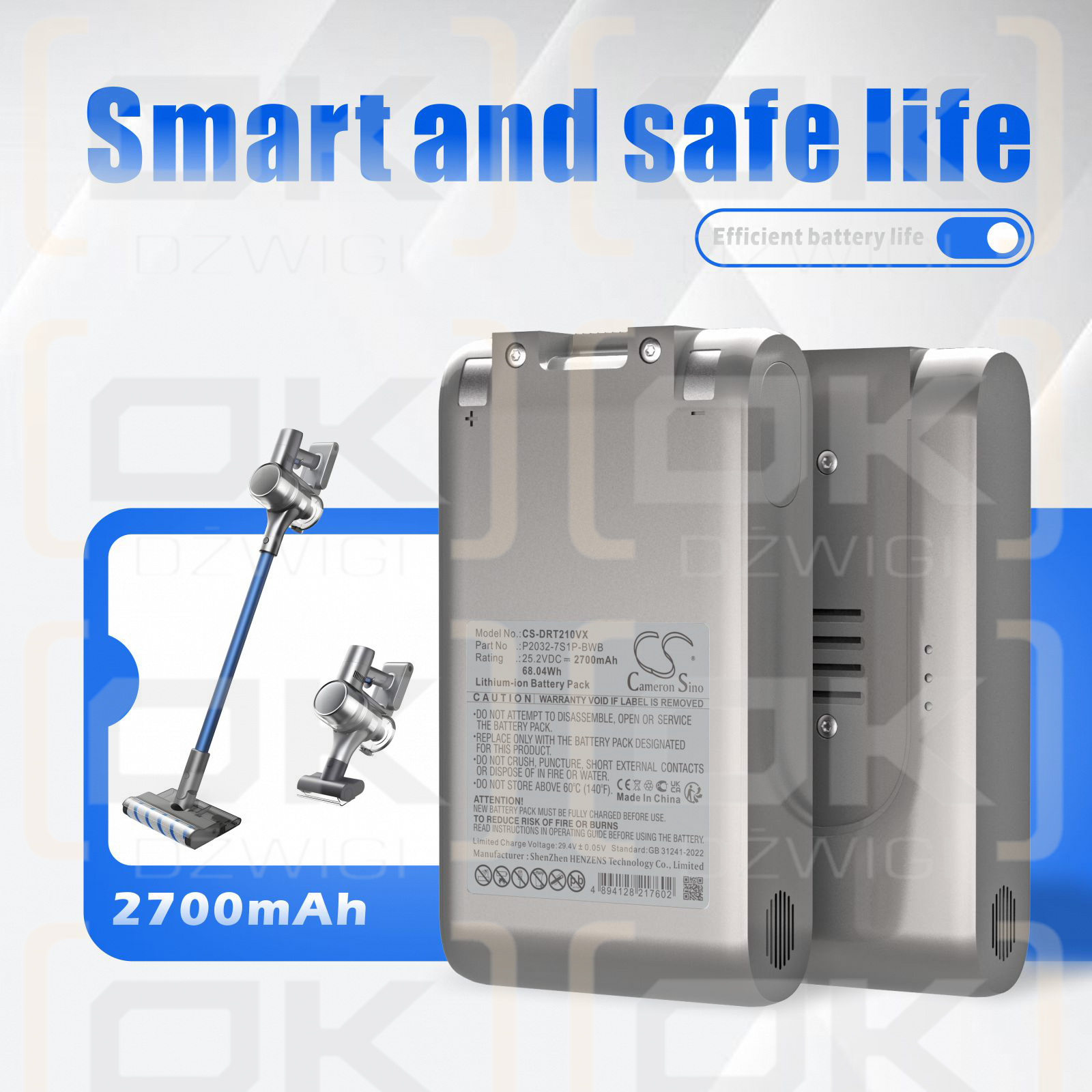 Dreame T20 Pro Cordless Vacuum Cleaner / P2032-7S1P-BWB 2700mAh Li-ion 25.2V (Cameron Sino)