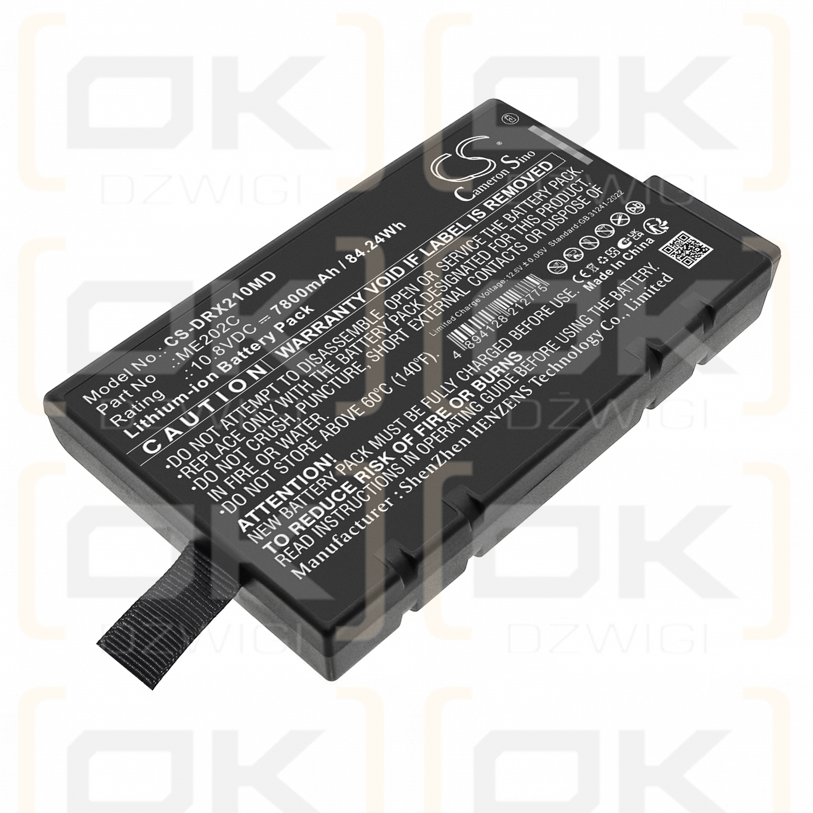 Bateria zamienna do Drager Oxylog 2000+ / ME202C 7800 mAh Li-ion 10.8 V (Cameron Sino)