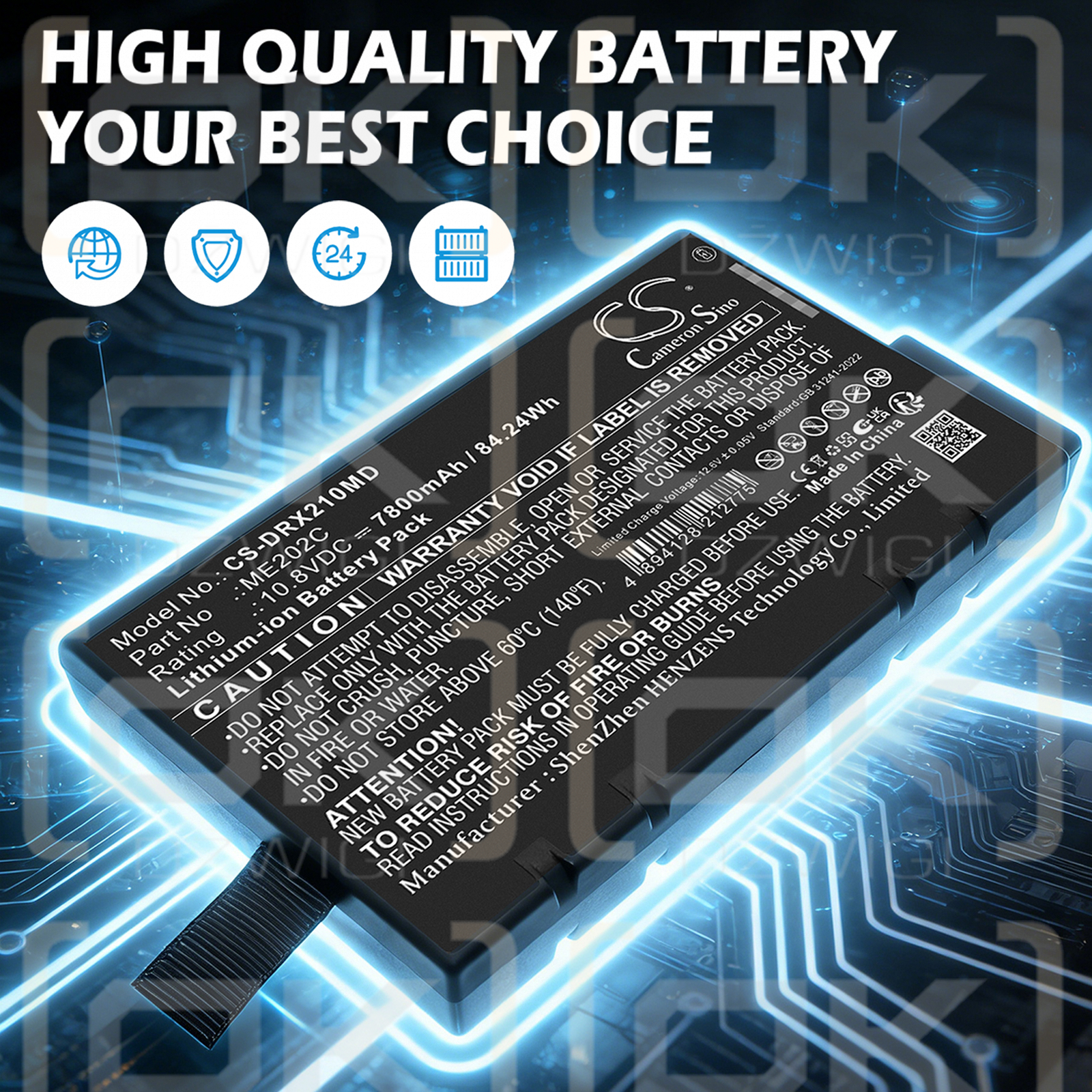 Bateria zamienna do Drager Oxylog 2000+ / ME202C 7800 mAh Li-ion 10.8 V (Cameron Sino)