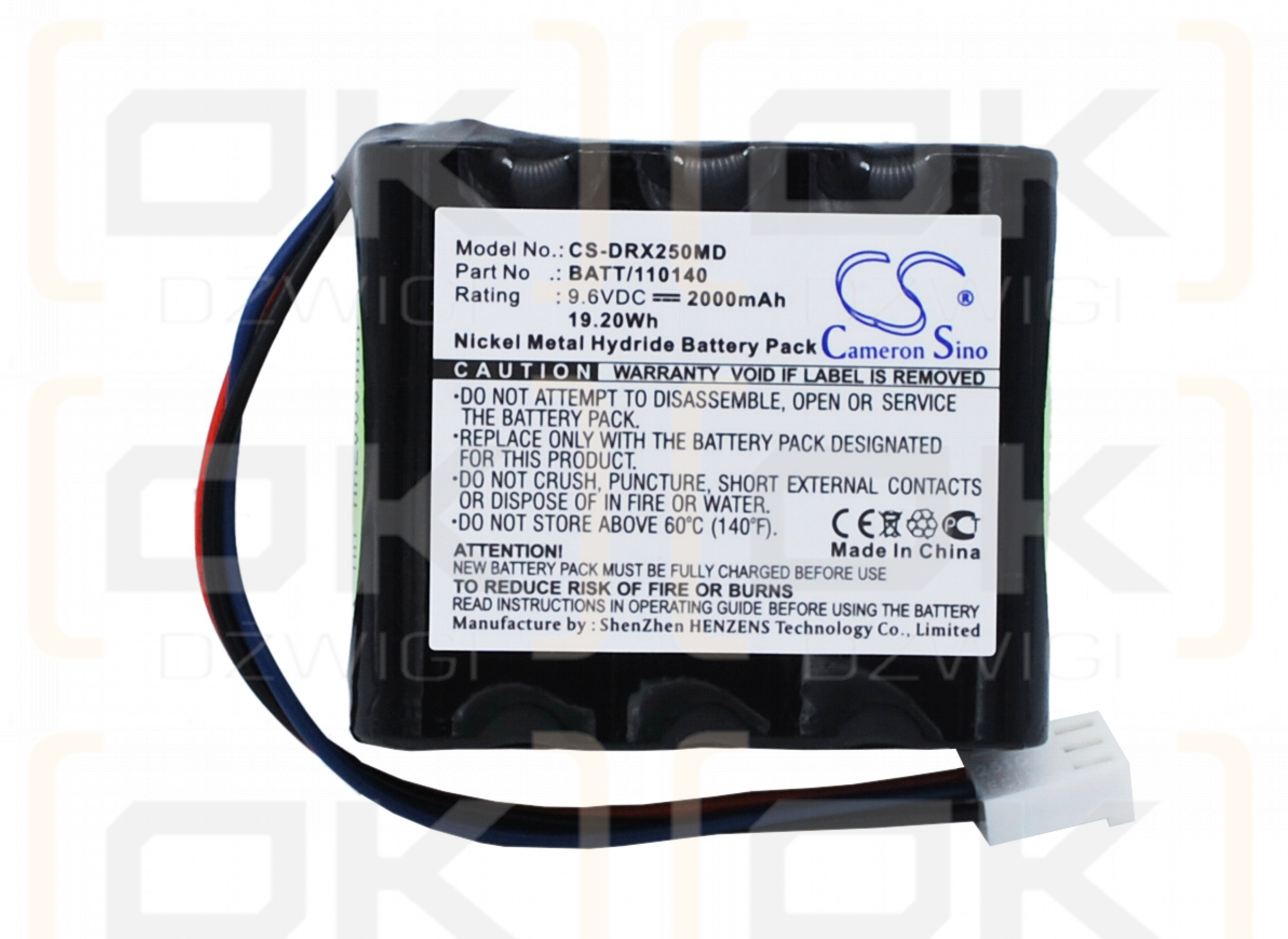 Drager Oxipac 2500 / 120140 2000mAh Ni-MH 9.6V (Cameron Sino)