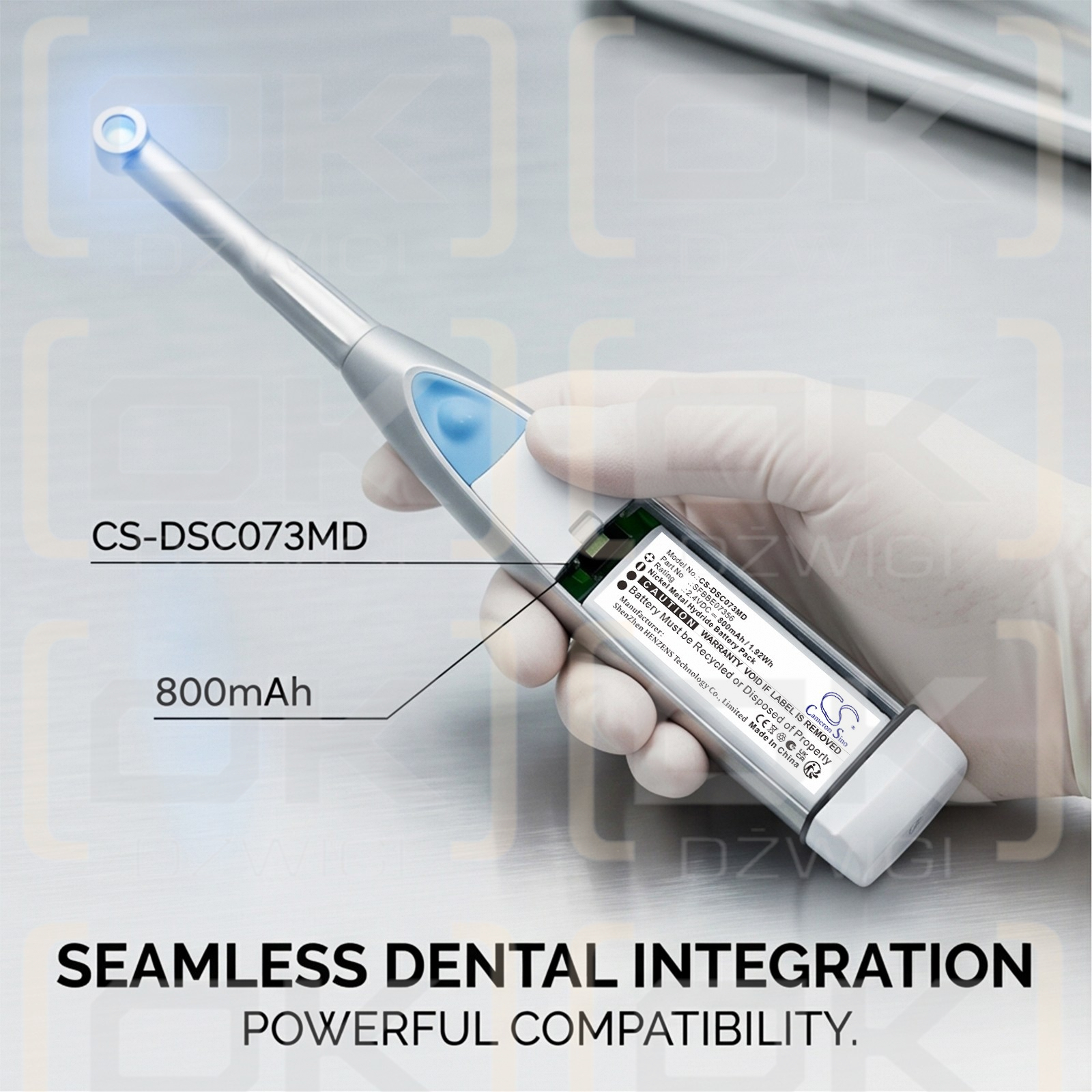 Сменный аккумулятор для Dentsply SmartLite Focus / SFBB100674 800 мАч Ni-MH 2,4 В (Cameron Sino)