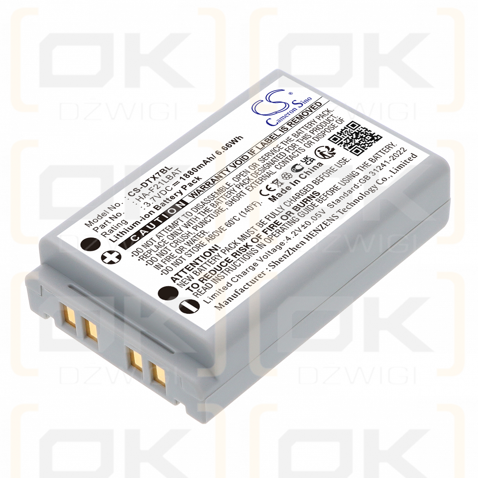 Casio DT-X7M10R / HA-F21LBAT 1880 mAh Li-Ion 3,7 V (Cameron Sino)