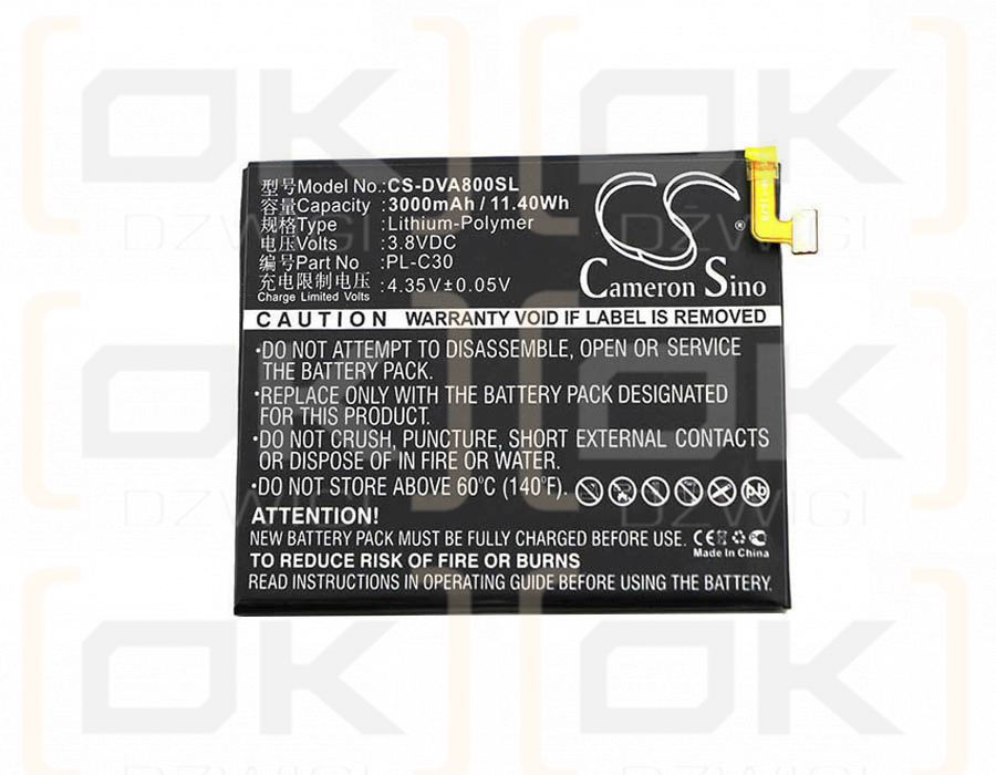 DOOV A8 / PL-C30 3000mAh Li-Polymer 3.8V (Cameron Sino)