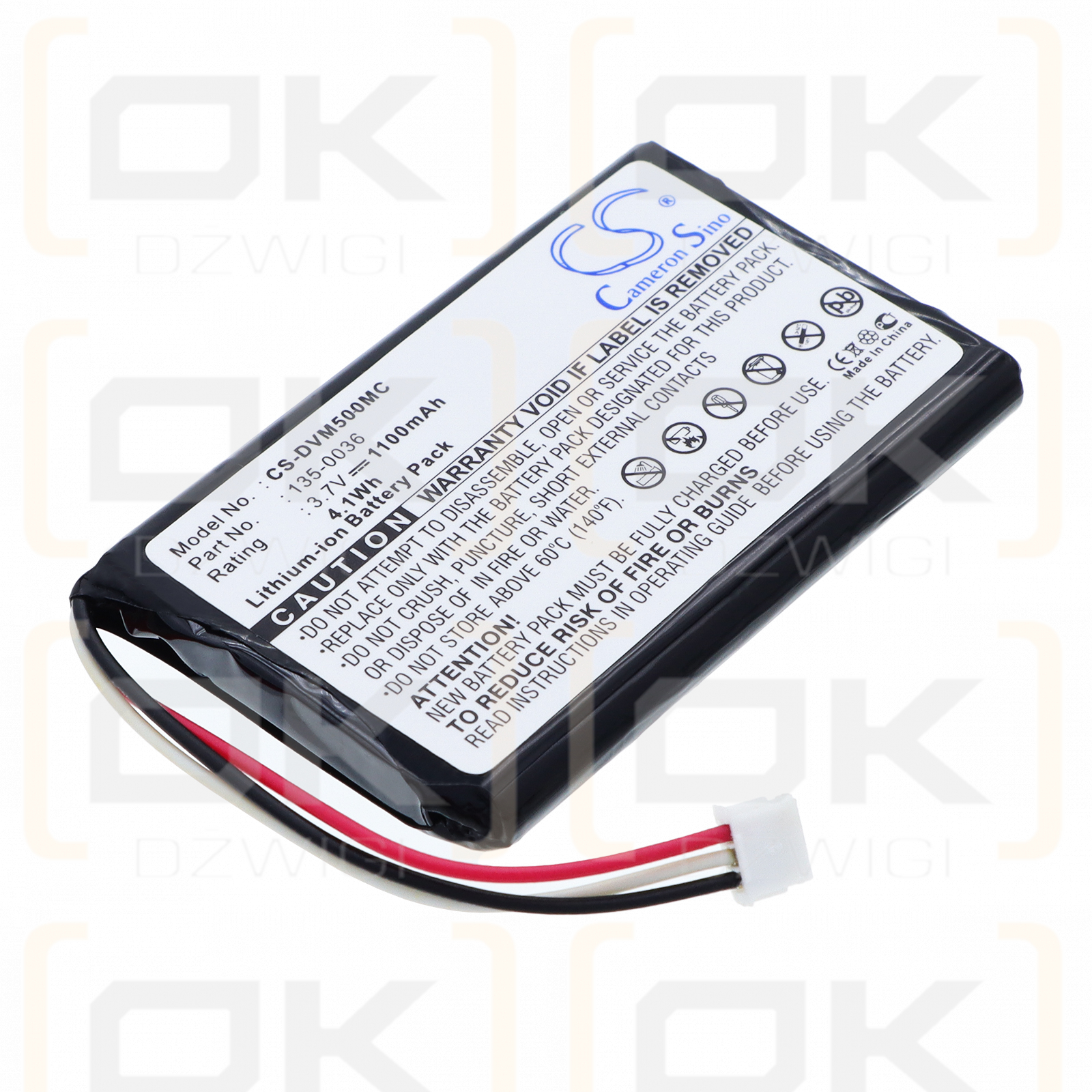 Digital Ally DVM-500 Plus / 135-0036 1100mAh Li-ion 3.7V (Cameron Sino)