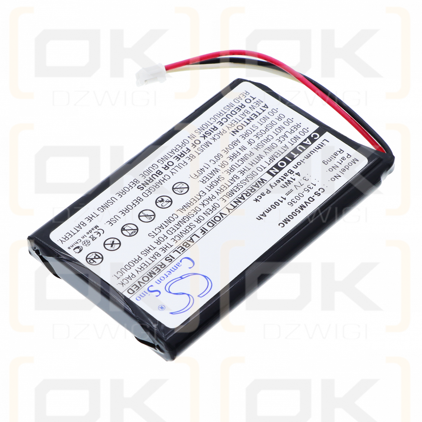 Digital Ally DVM-500 Plus / 135-0036 1100mAh Li-ion 3.7V (Cameron Sino)