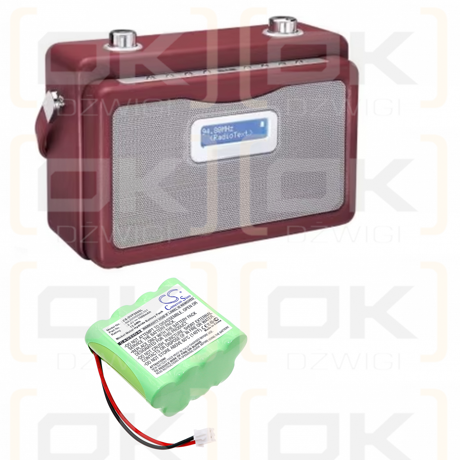 Dual DAB 20 / NA2000D08C101 1500mAh Ni-MH 8.4V (Cameron Sino)