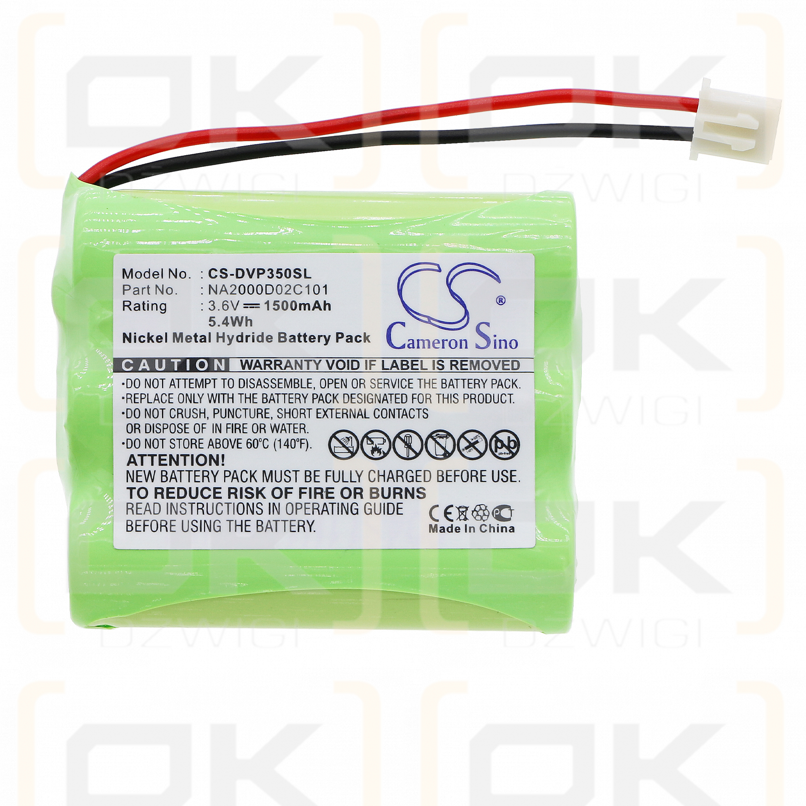 Dual DVD-P350 / NA2000D02C101 1500 mAh Ni-MH 3,6 V (Cameron Sino)