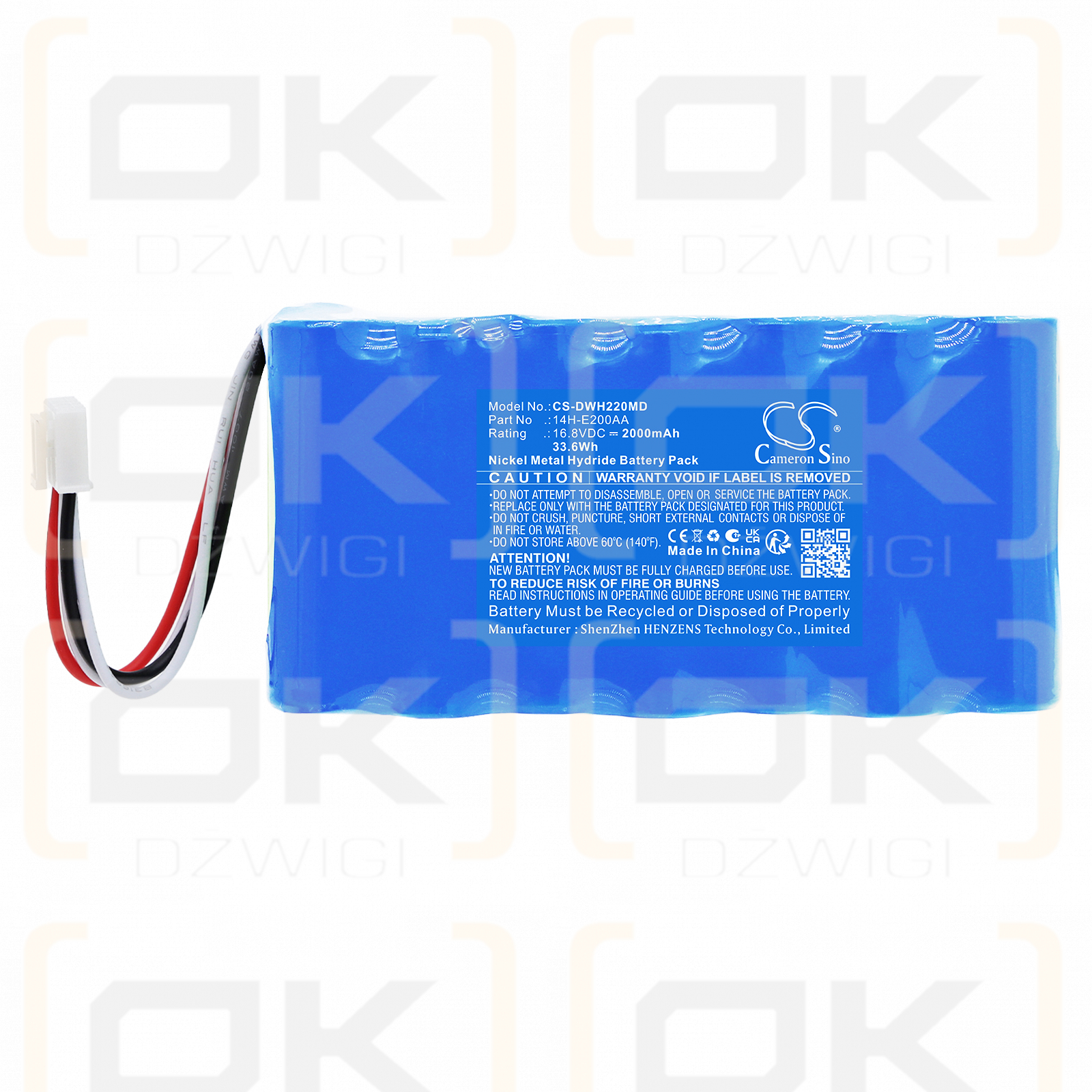Сменный аккумулятор для DAIWHA DI-2200 / 14H-E200AA 2000 мАч Ni-MH 16,8 В (Cameron Sino)