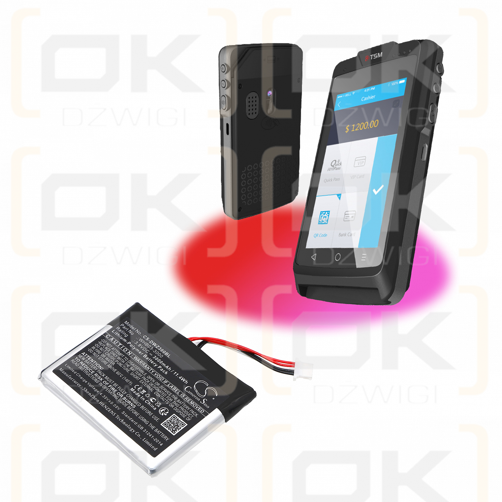 Dejavoo WIZARPOS Q3 / WHB03-3000 3000mAh Li-Polymer 3.8V (Cameron Sino)