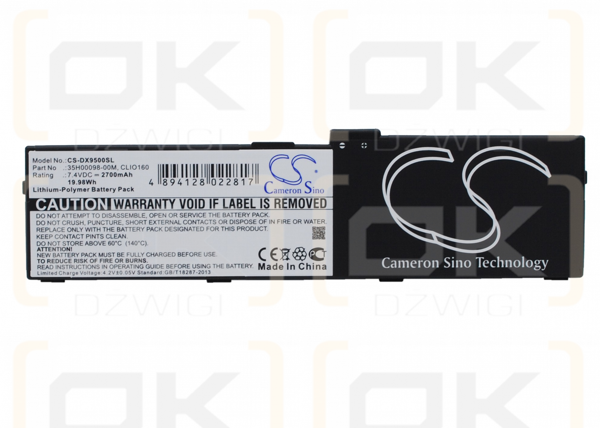 Batería de repuesto para HTC X9500 / CLIO160, 2700 mAh, polímero de litio, 7,4 V (Cameron Sino)