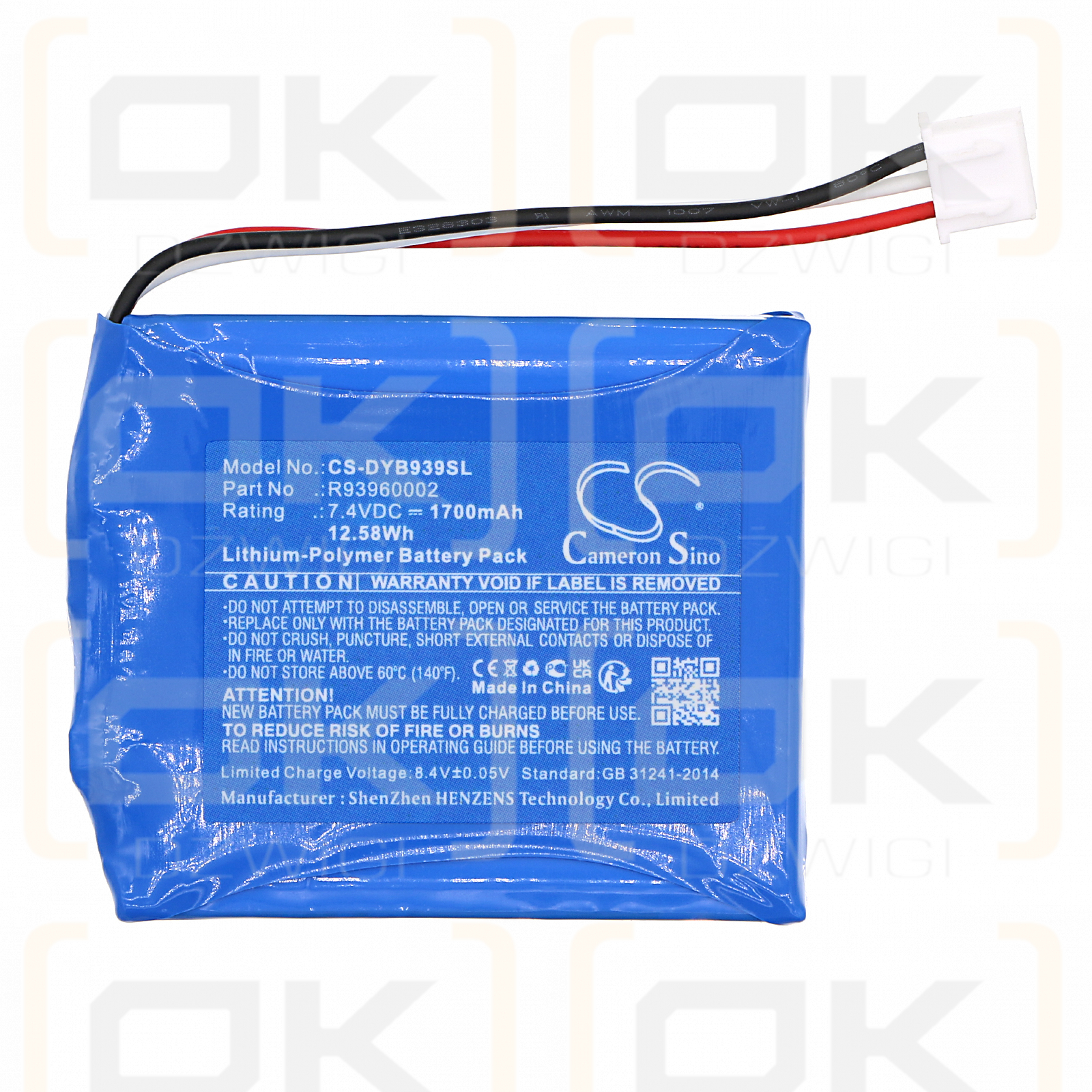 Caja de tinte Roto / R93960002 1700mAh Li-Polímero 7.4V (Cameron Sino)