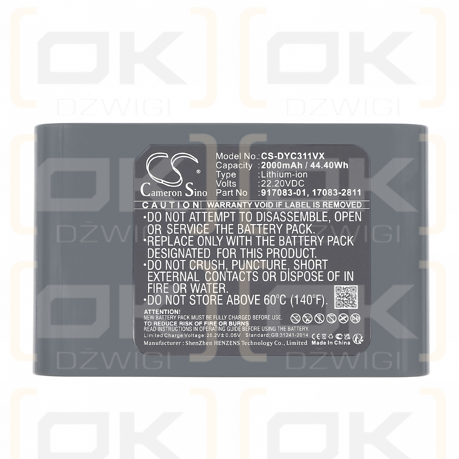 Dyson DC44 Exclusive / 17083-2811 2000 mAh Li-Ion 22,2 V (Cameron Sino)