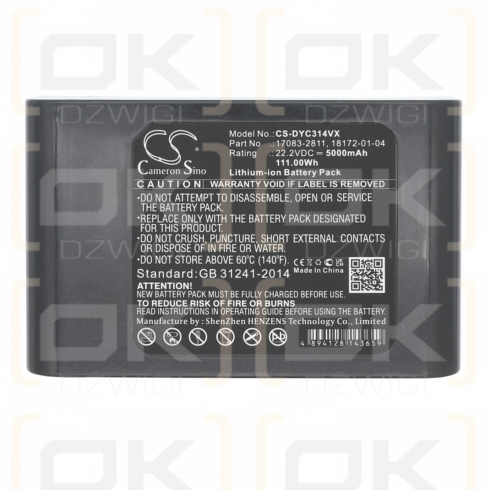 Dyson DC44 Exklusiv / 17083-2811 5000 mAh Li-Ion 22,2 V (Cameron Sino)