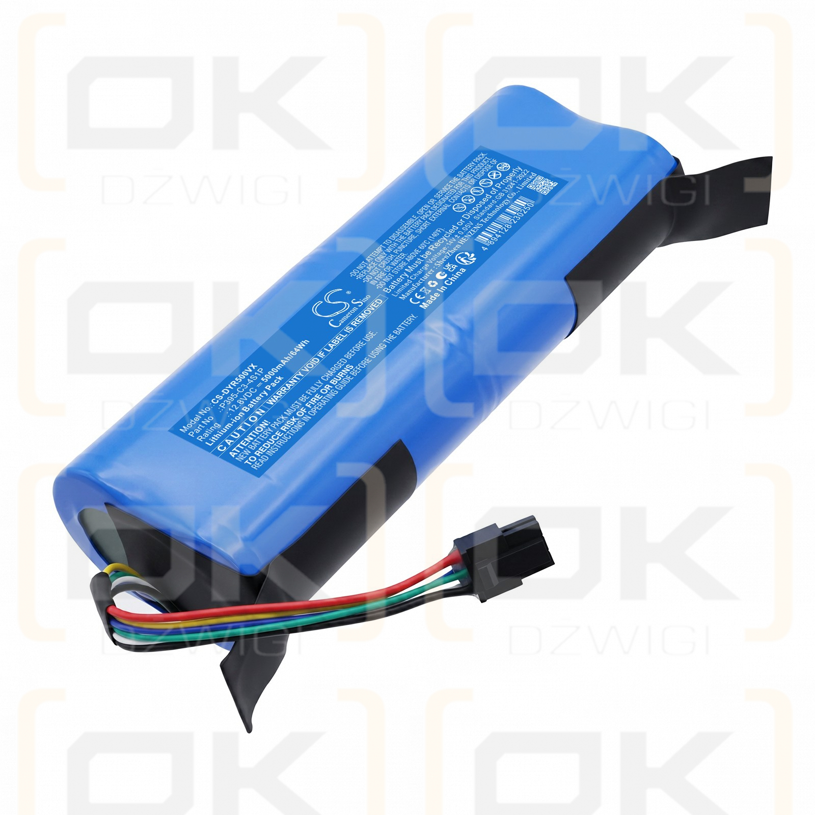 Replacement battery for Dyson Spot+Scrub Ai / P395-C3-4S1P 5000 mAh Li-ion 12.8 V (Cameron Sino)