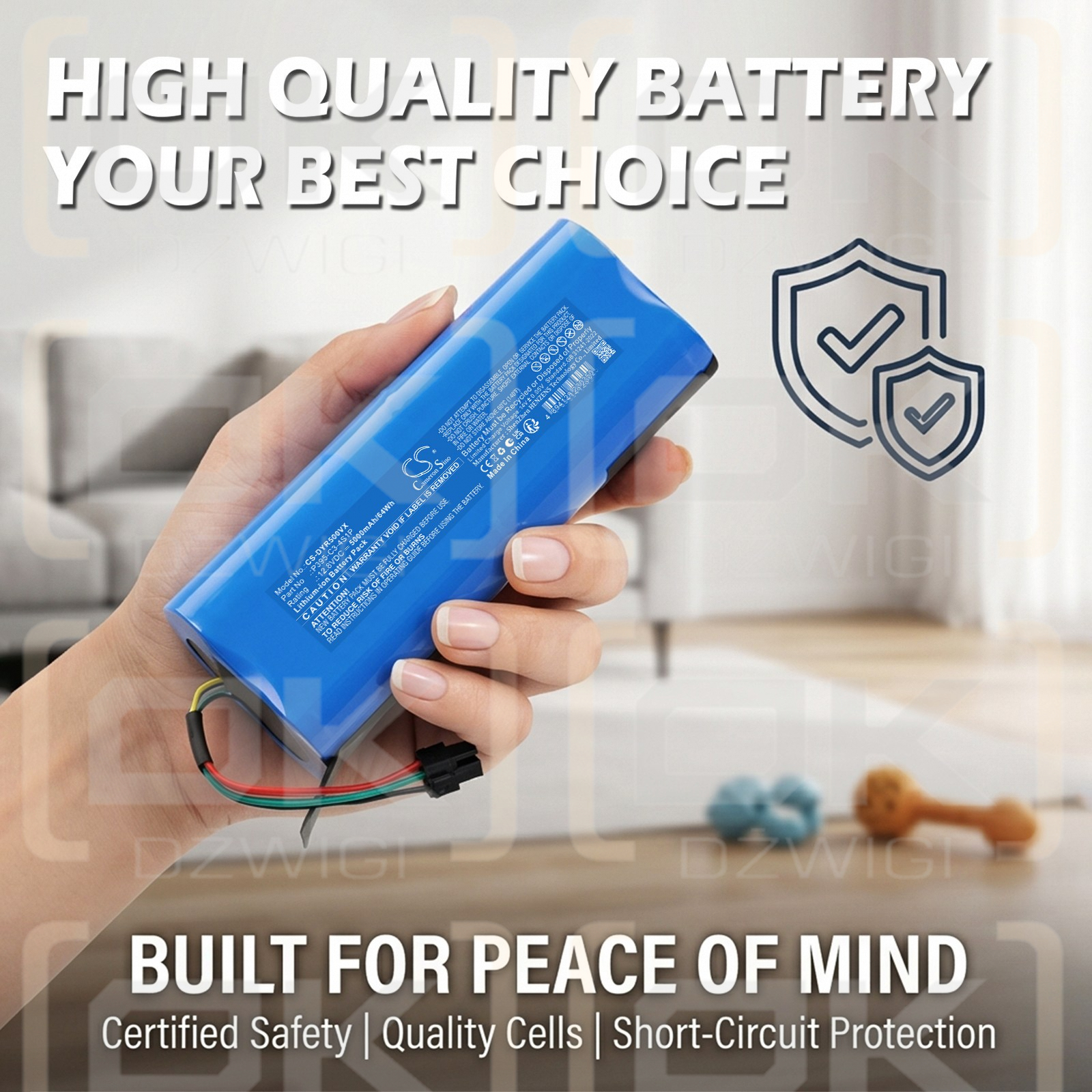 Replacement battery for Dyson Spot+Scrub Ai / P395-C3-4S1P 5000 mAh Li-ion 12.8 V (Cameron Sino)