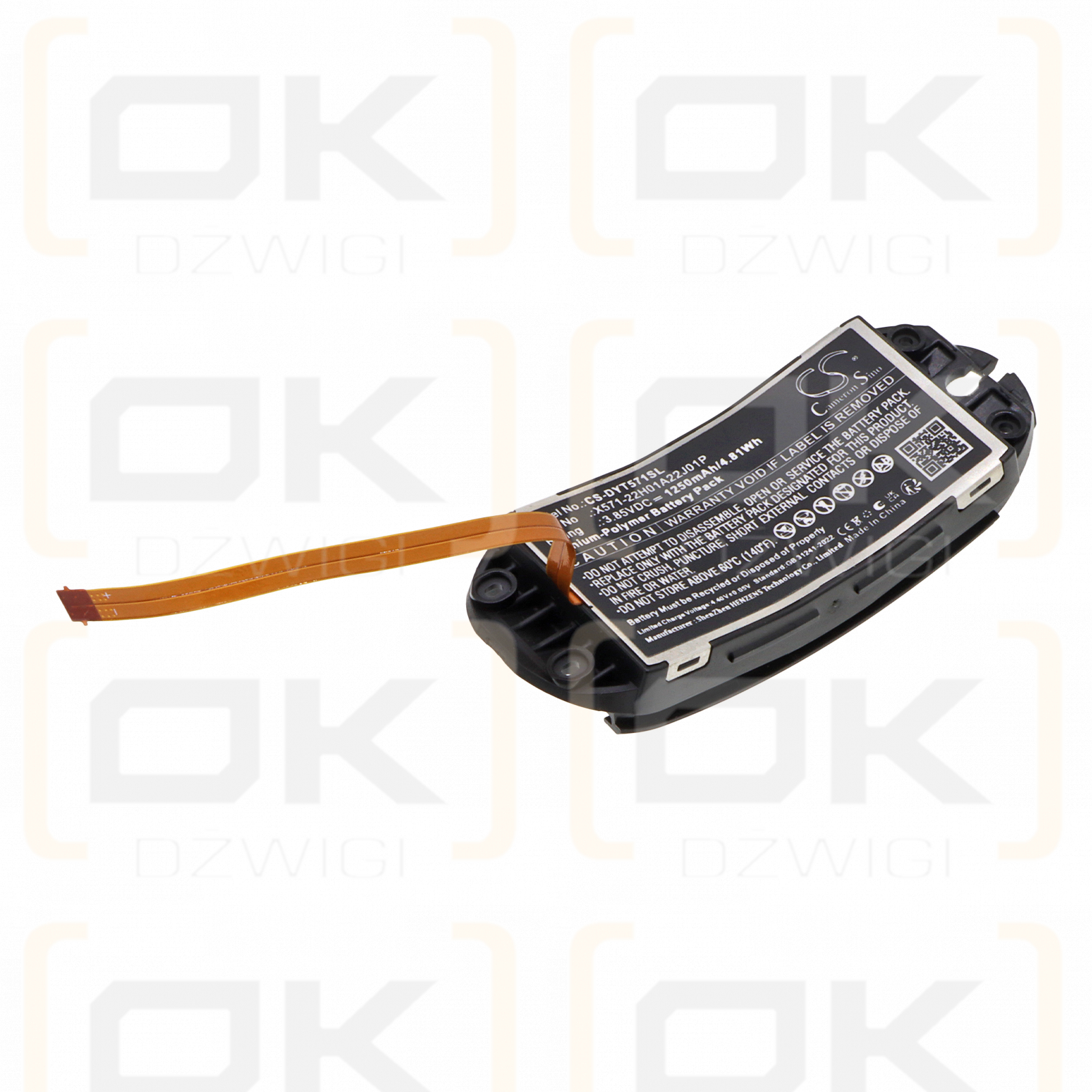 Ersatzakku für Dyson OnTrac Kopfhörer / X571-22H01A22J01P 1250 mAh Li-Polymer 3,85 V (Cameron Sino)