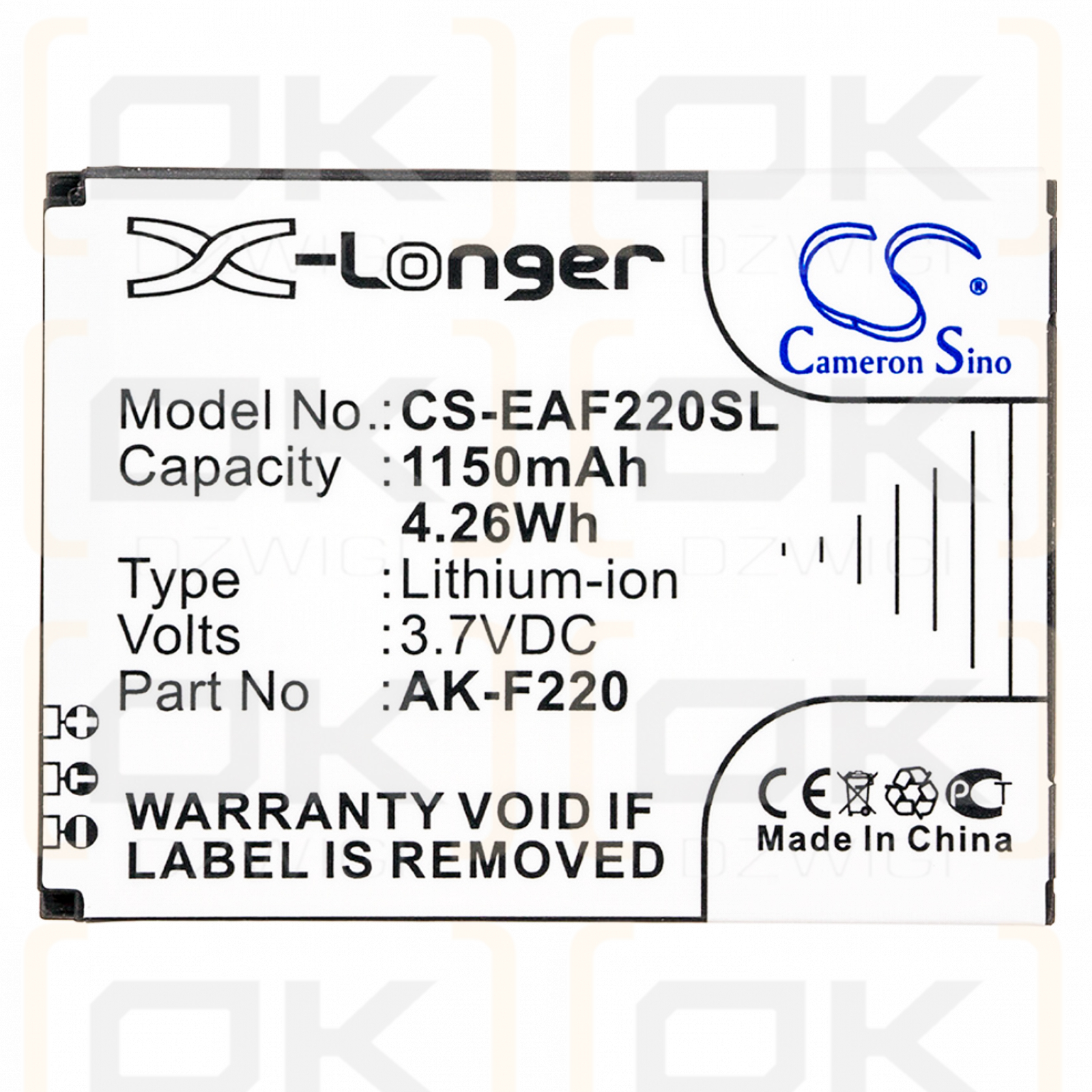 Tiptel Ergophone 6060 / SD474050A 1150mAh Li-ion 3.7V (Cameron Sino)