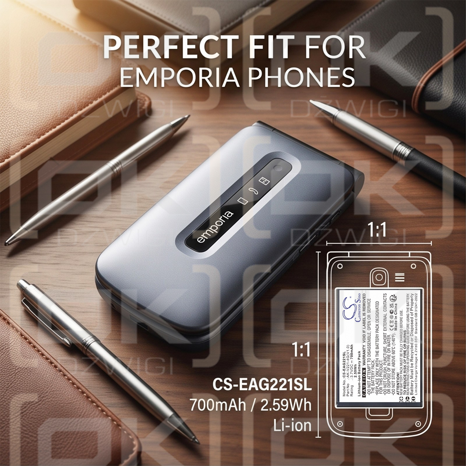 Bateria zamienna do Emporia Active Glam / AK-V221-4G(V1.0) 700 mAh Li-ion 3.7 V (Cameron Sino)