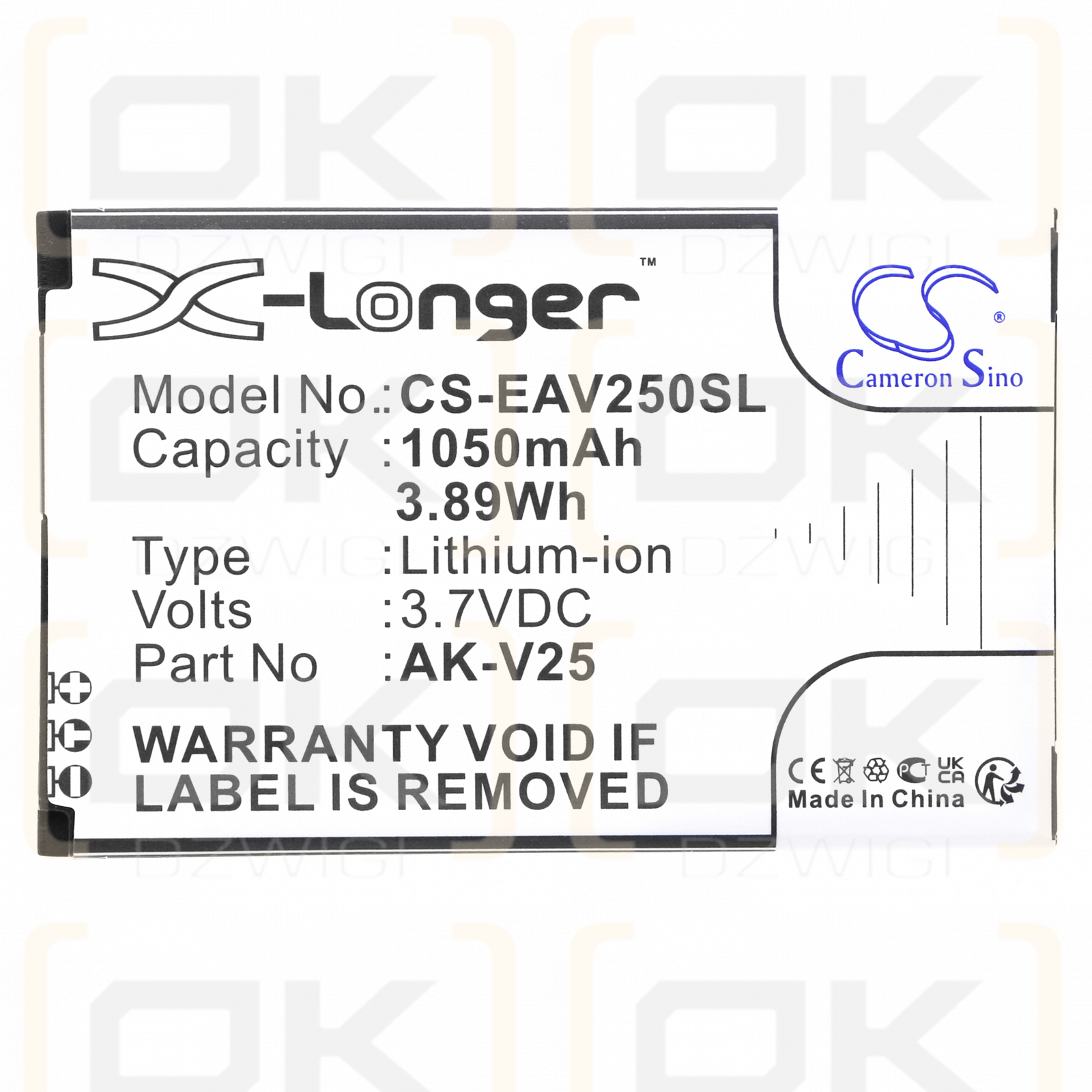 Emporia Pure Euphoria / AK-V25 1050mAh Li-ion 3.7V (Cameron Sino)