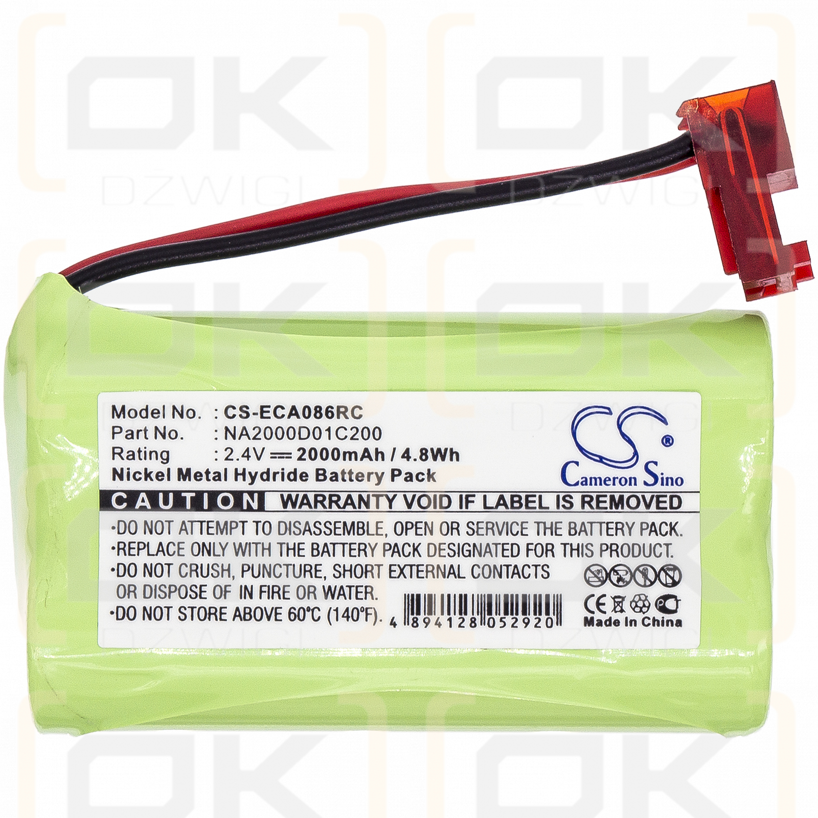 Orejera 05455086 / NA2000D01C200 2000mAh Ni-MH 2.4V (Cameron Sino)