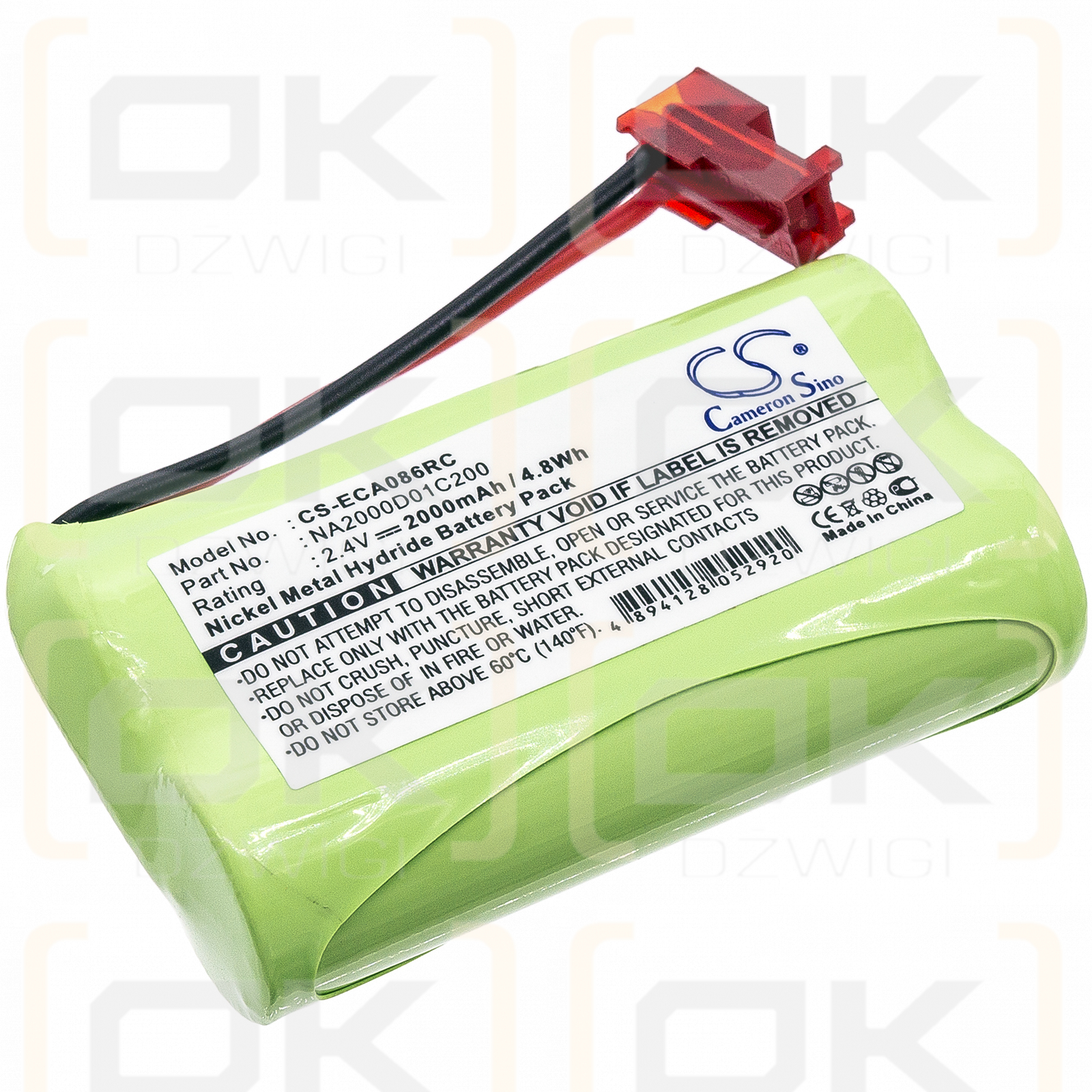 Orejera 05455086 / NA2000D01C200 2000mAh Ni-MH 2.4V (Cameron Sino)